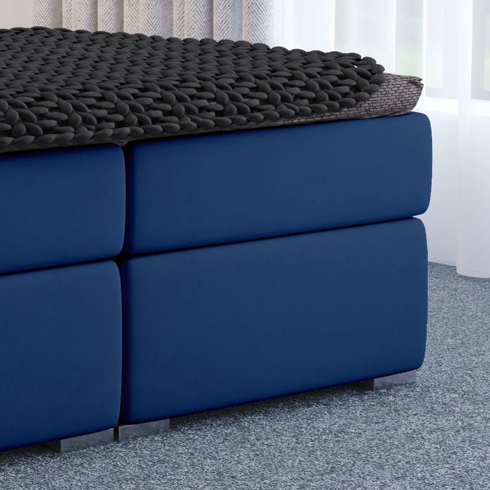 Łóżko kontynentalne 160x200 cm Monder z pojemnikami i topperem granatowe welur hydrofobowy - Image 8