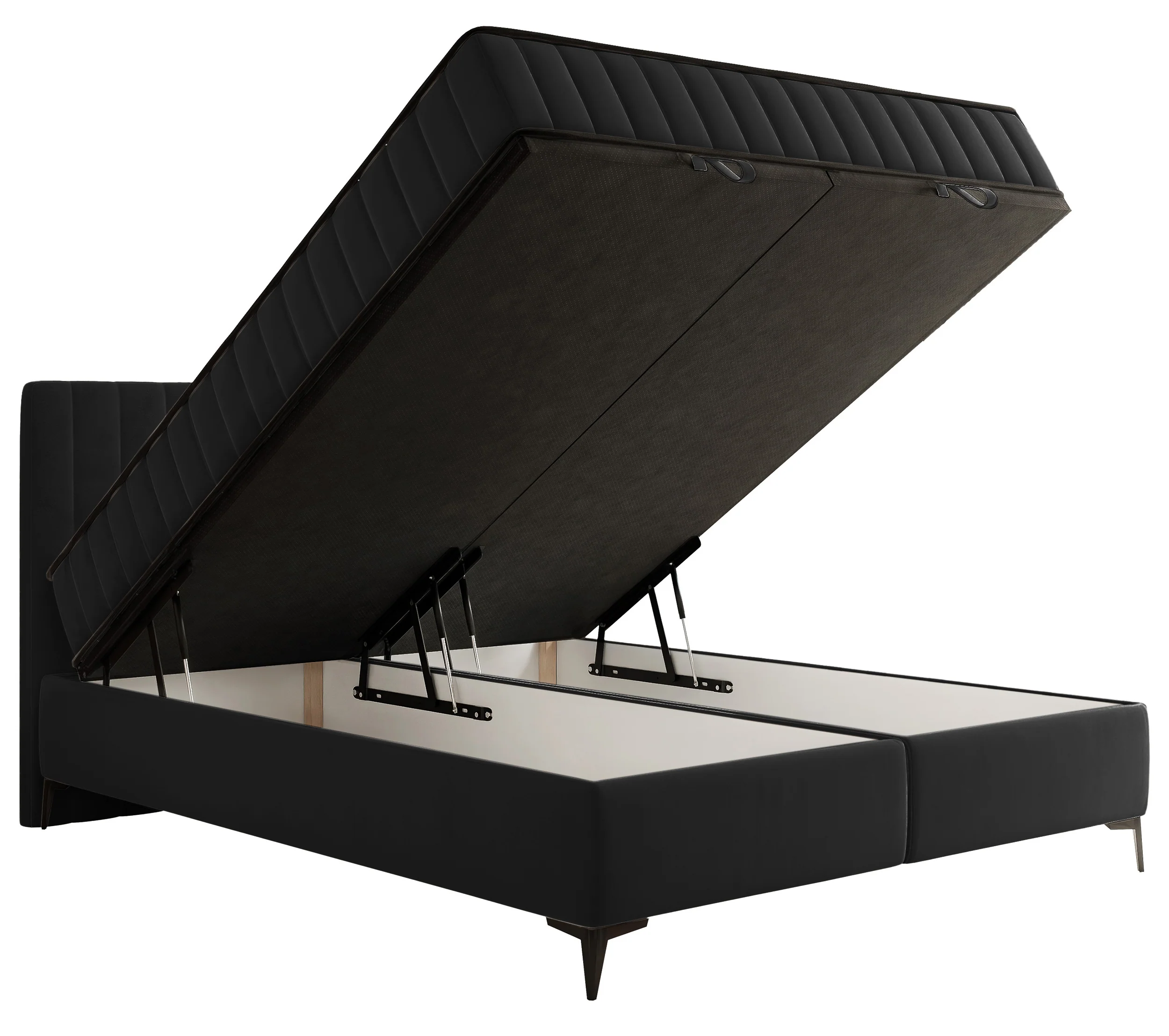 Łóżko kontynentalne 160x200 cm Mufasso z pojemnikiem czarne welur hydrofobowy - Image 6