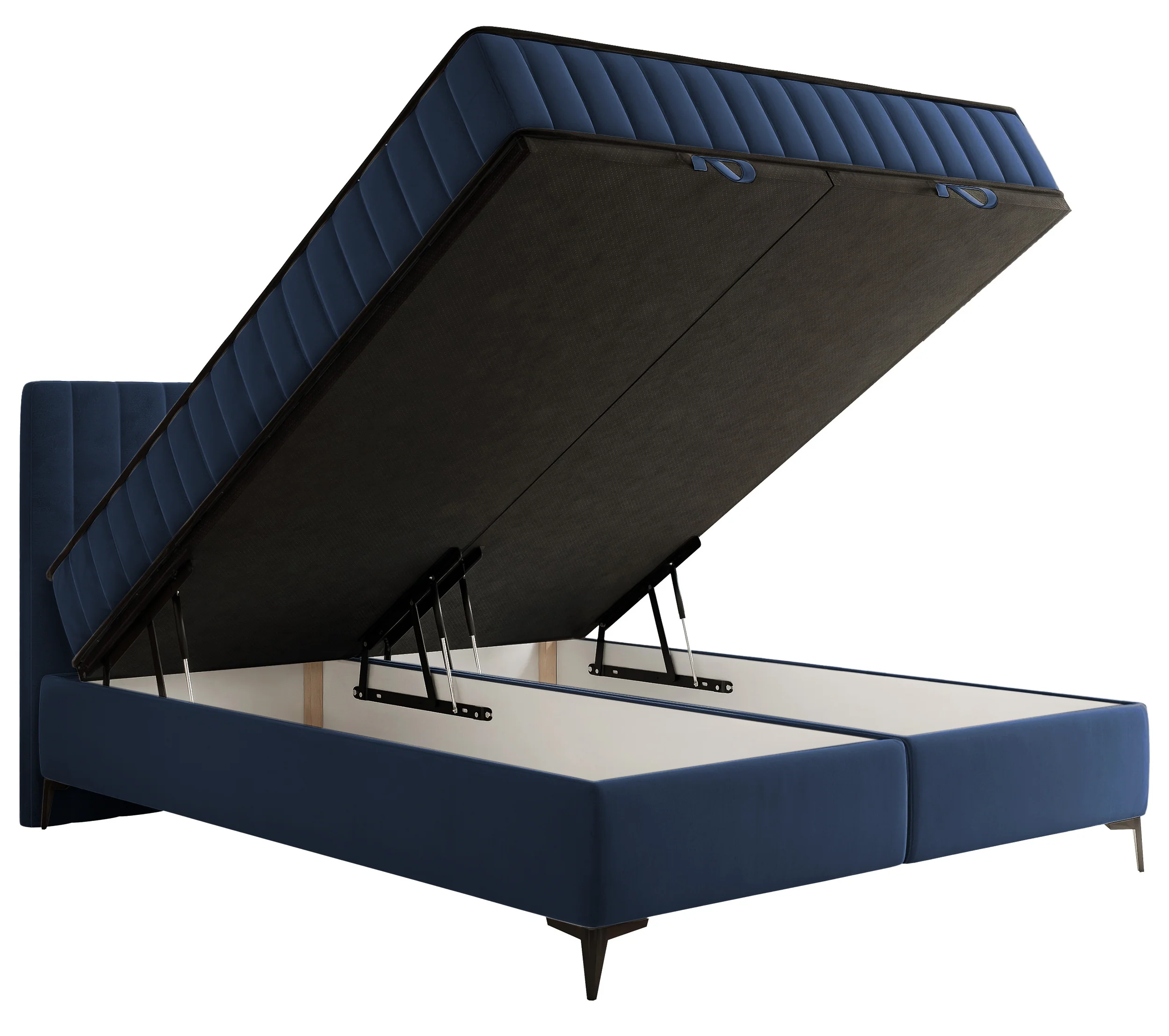 Łóżko kontynentalne 160x200 cm Mufasso z pojemnikiem granatowe welur hydrofobowy - Image 6