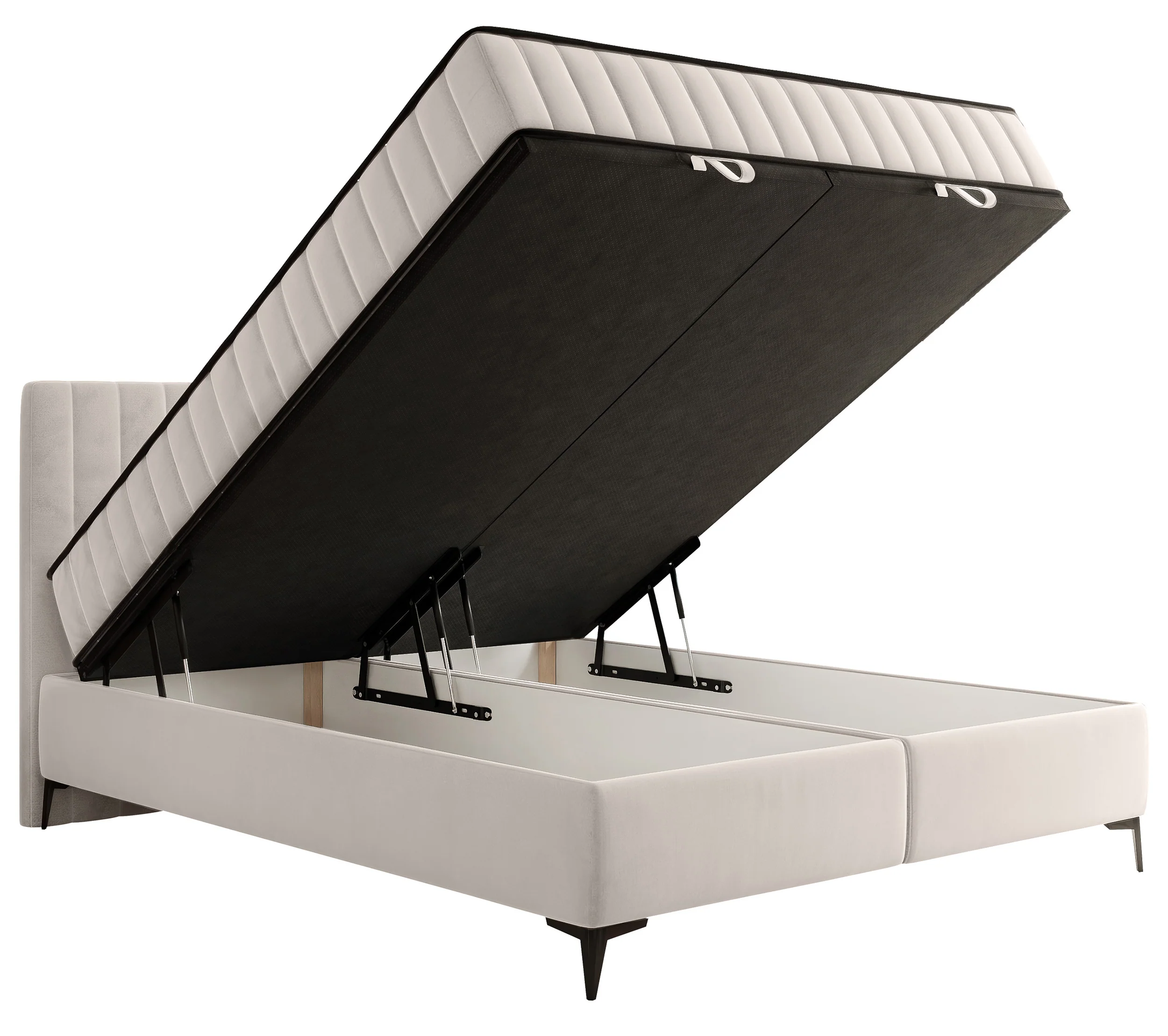 Łóżko kontynentalne 160x200 cm Mufasso z pojemnikiem jasnobeżowe welur hydrofobowy - Image 6