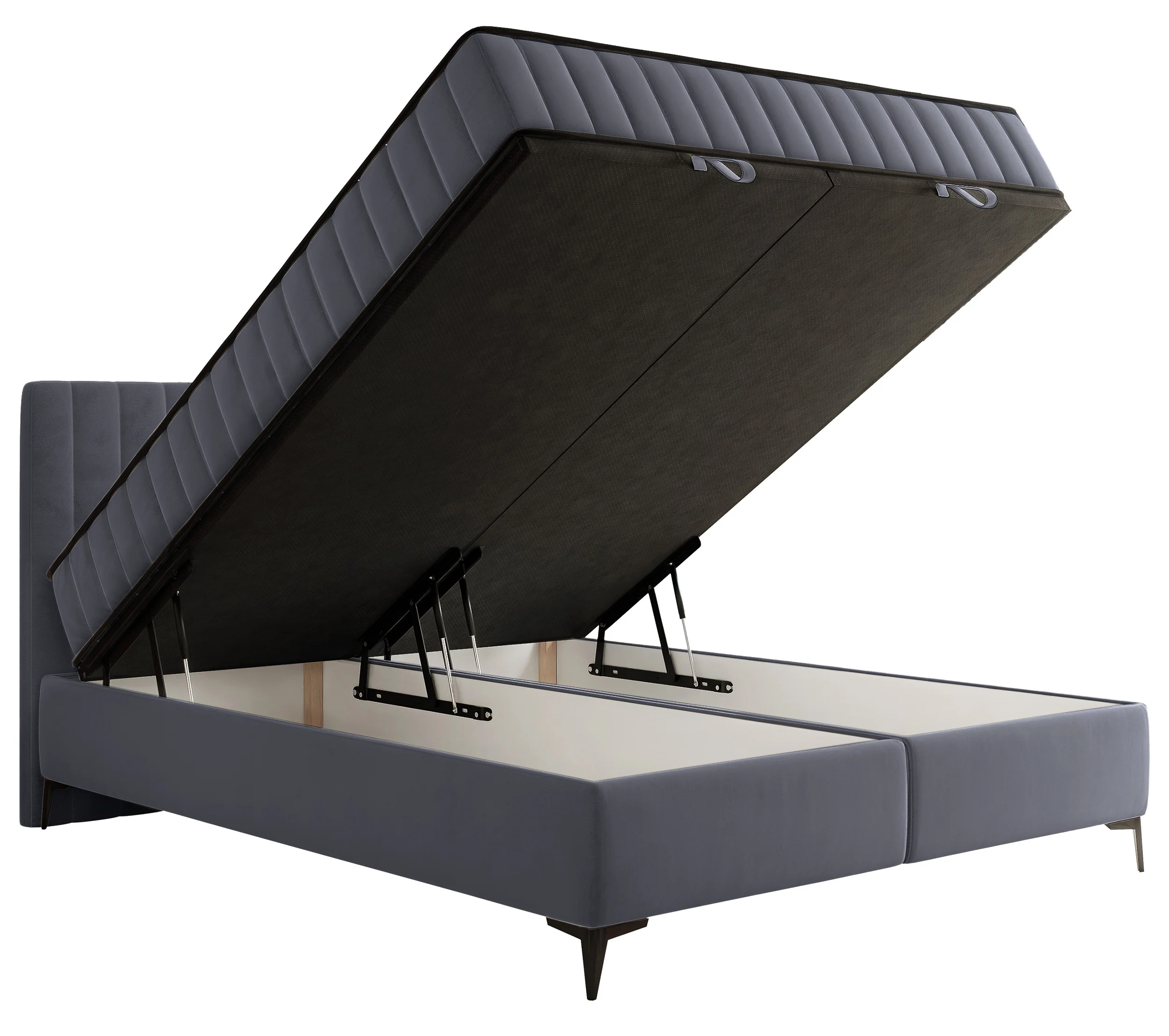 Łóżko kontynentalne 160x200 cm Mufasso z pojemnikiem szare welur hydrofobowy - Image 6