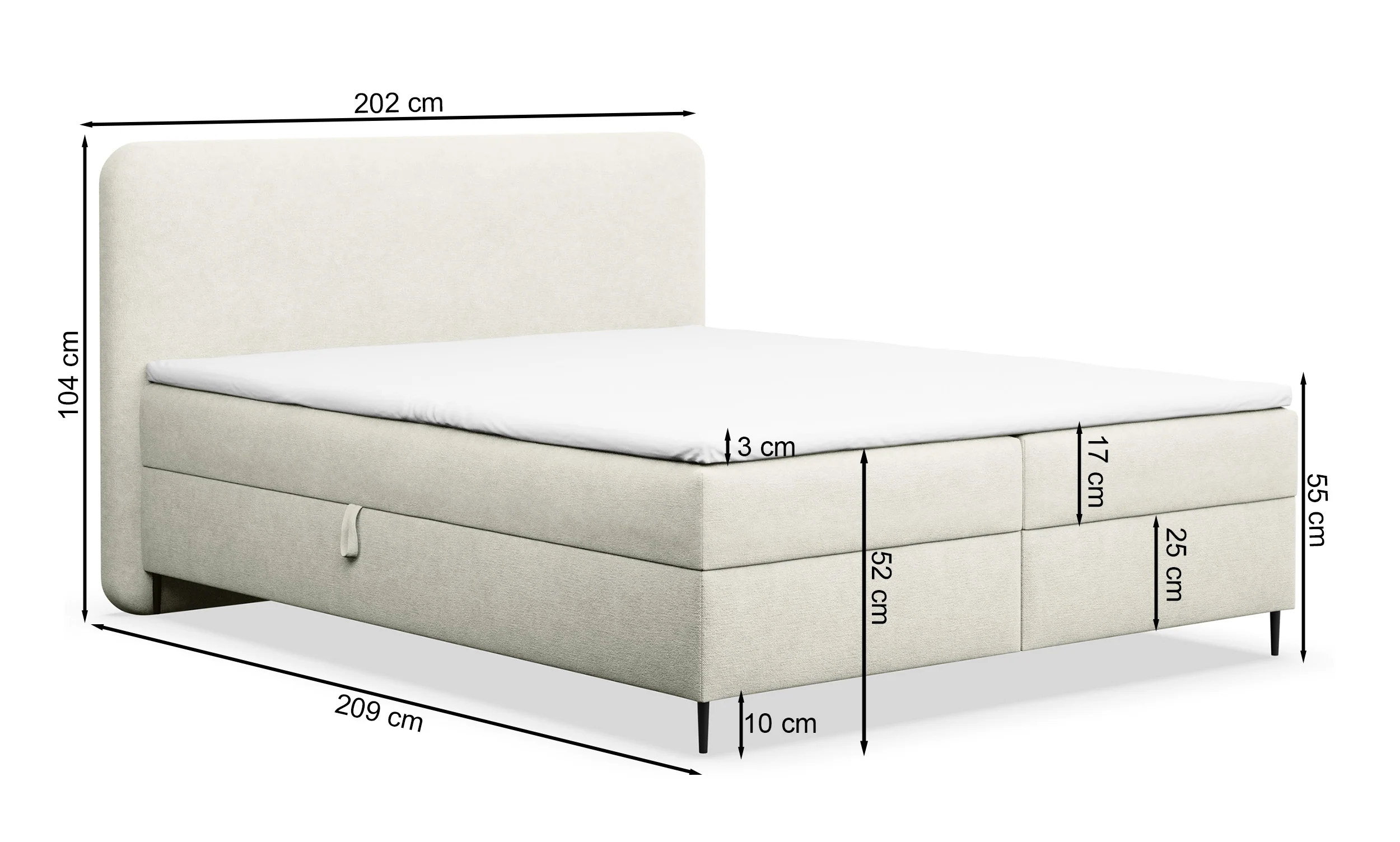 Łóżko kontynentalne 180x200 cm Carballa z pojemnikami i materacem pocketowym oliwkowe szenil hydrofobowy - Image 6
