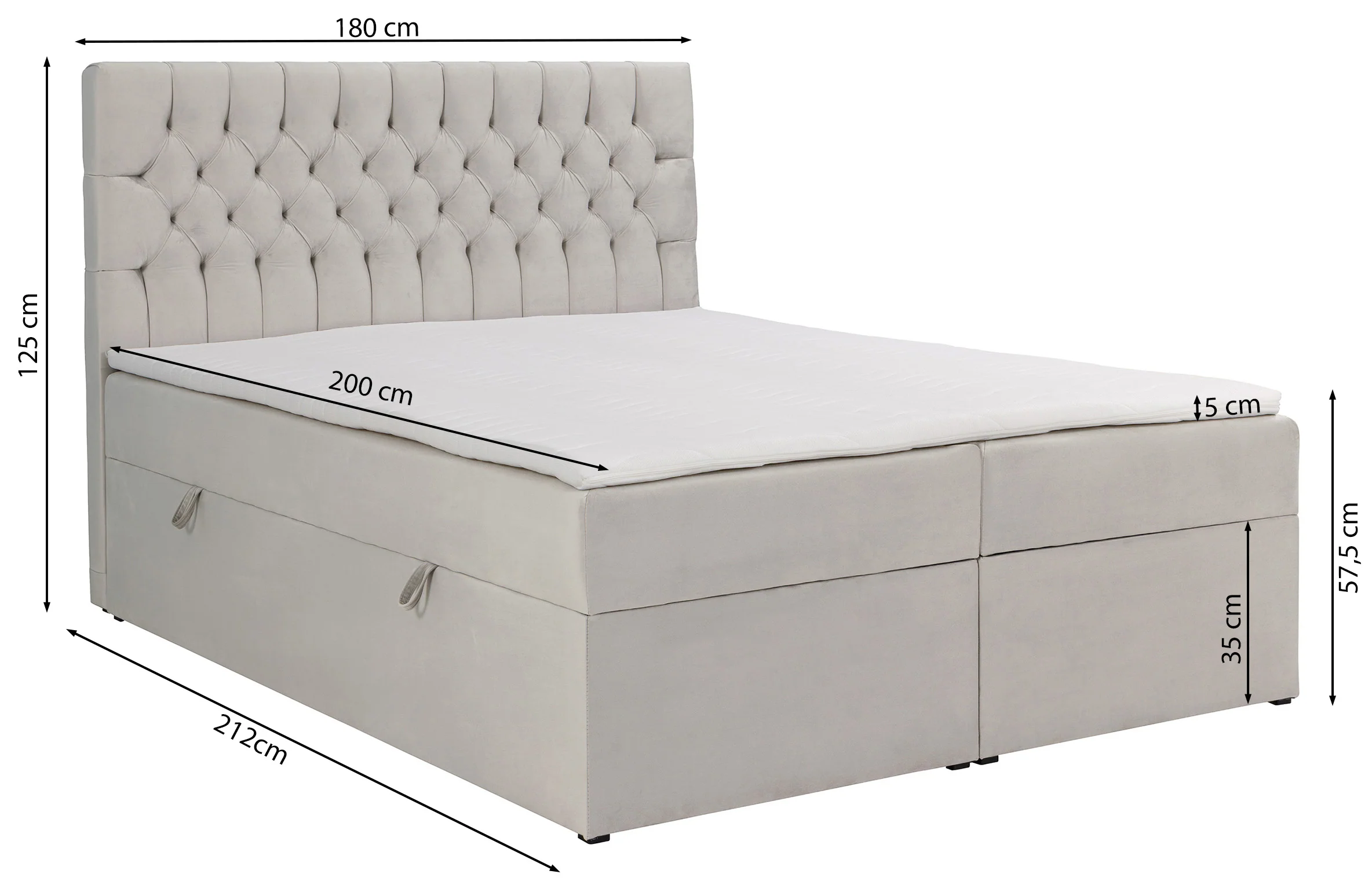 Łóżko kontynentalne 180x200 cm Daissy z pojemnikami i topperem butelkowa zieleń welur - Image 10