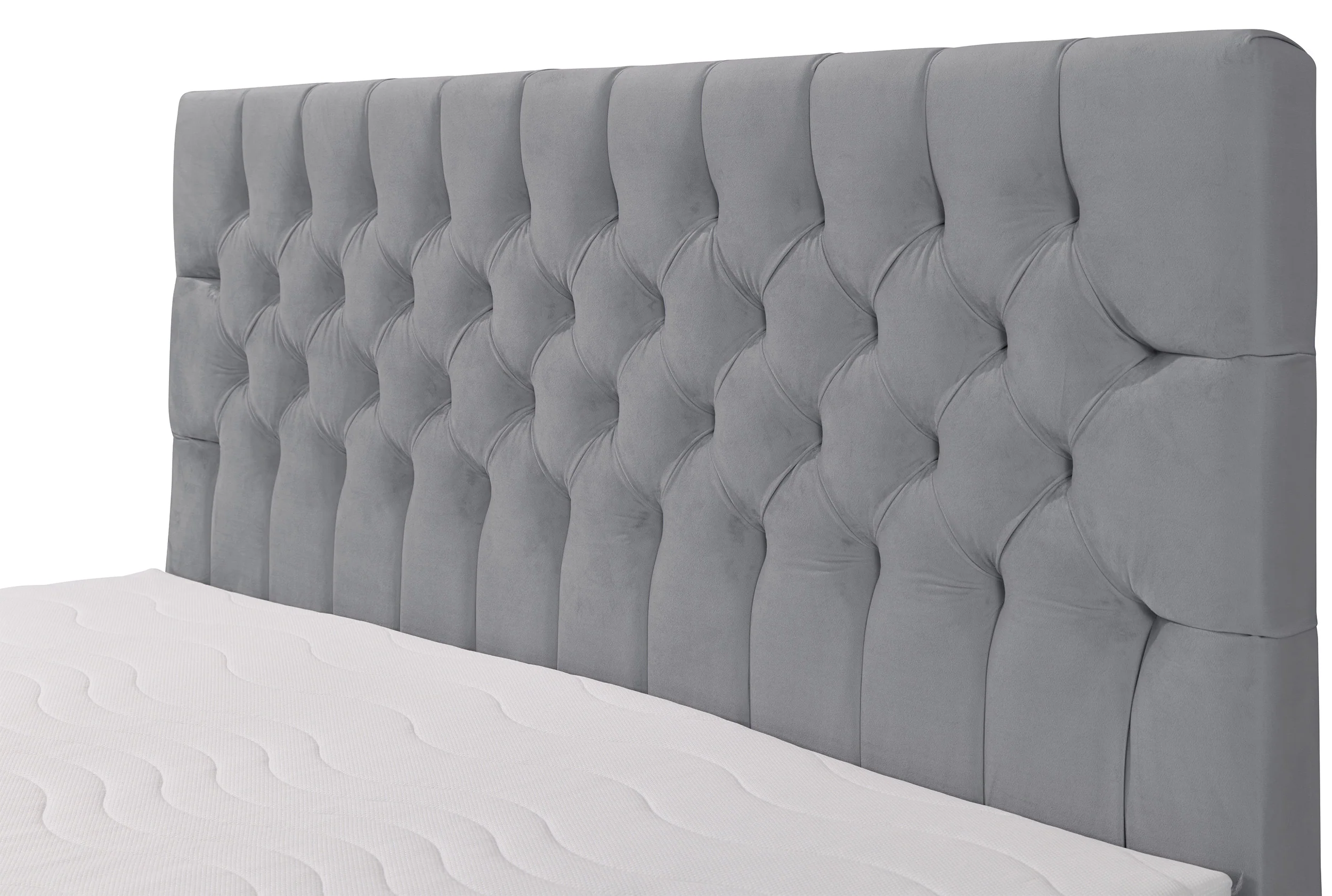 Łóżko kontynentalne 180x200 cm Daissy z pojemnikami i topperem szare welur - Image 4