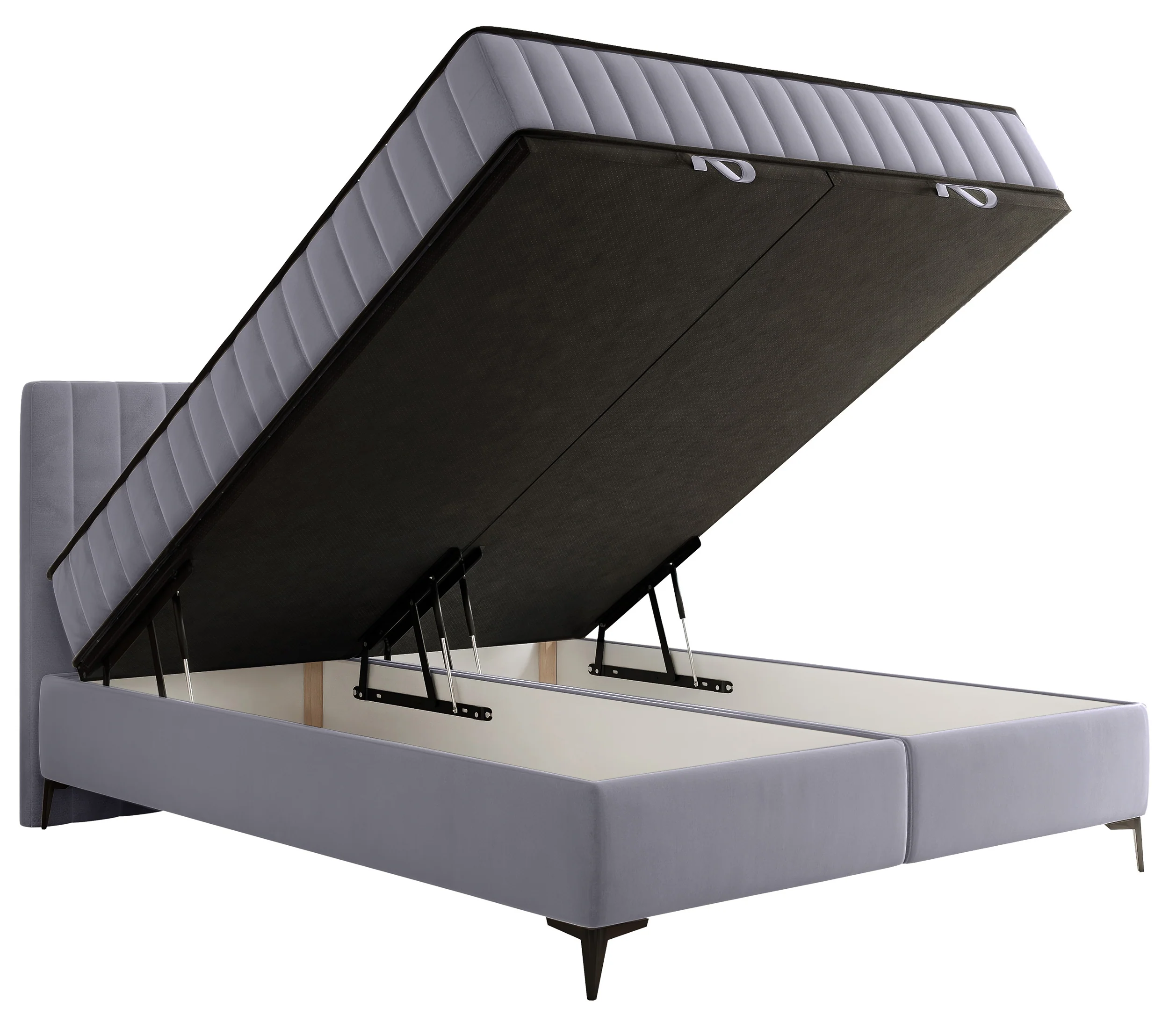 Łóżko kontynentalne 180x200 cm Mufasso z pojemnikiem jasnoszare welur hydrofobowy - Image 6