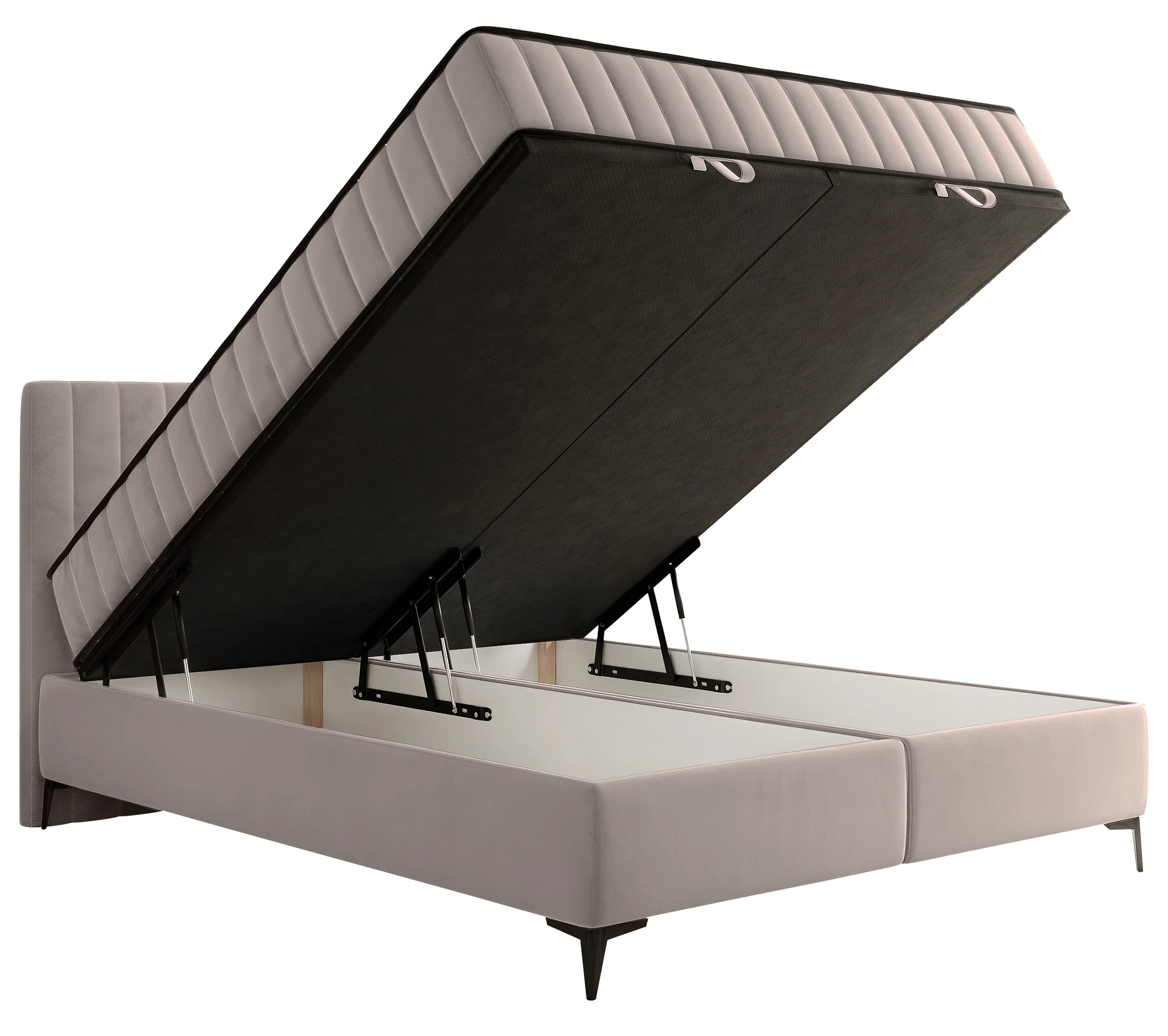 Łóżko kontynentalne 180x200 cm Mufasso z pojemnikiem szarobeżowe welur hydrofobowy - Image 6