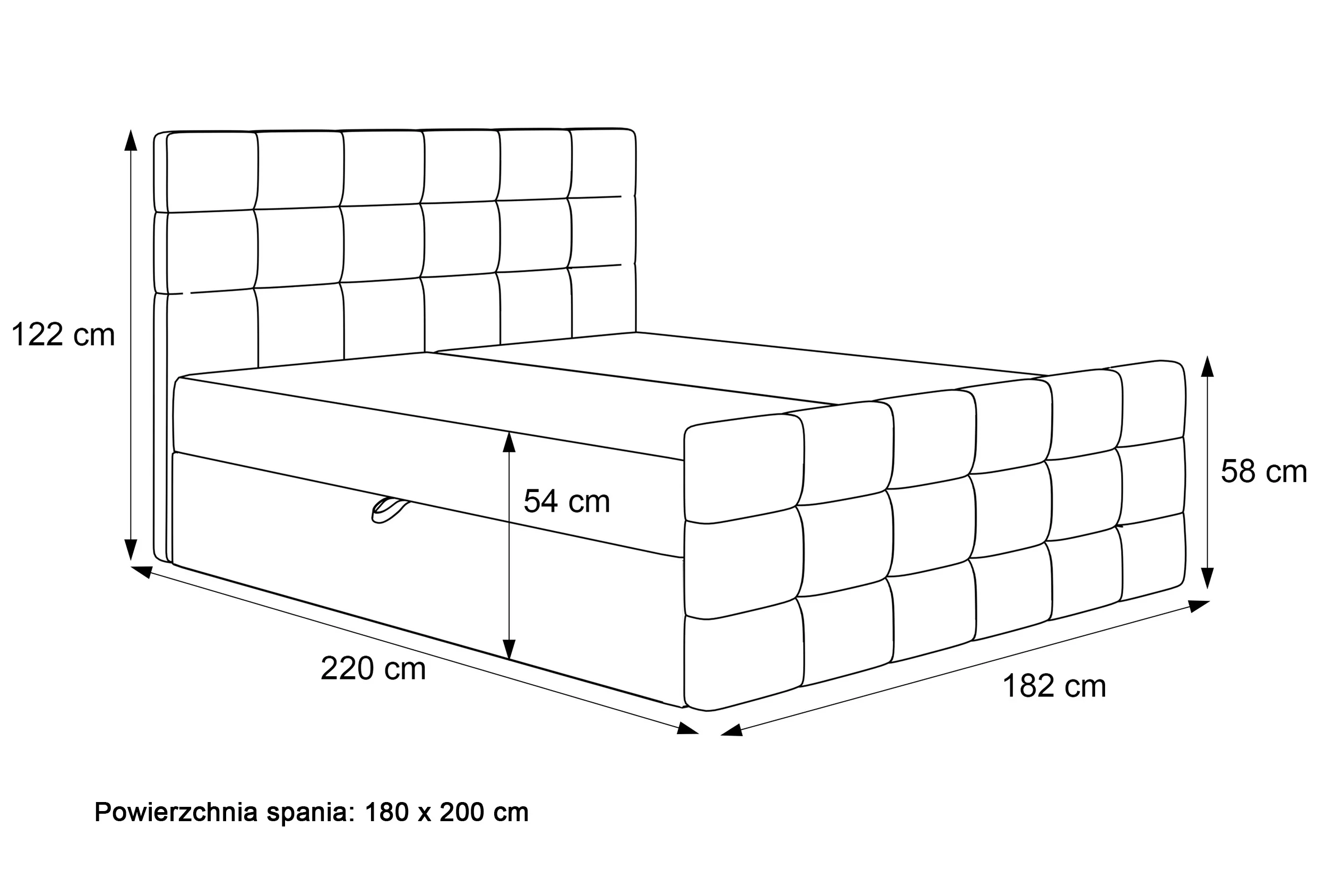 Łóżko kontynentalne 180x200 cm Padwa z pojemnikami i topperem szare welur - Image 5