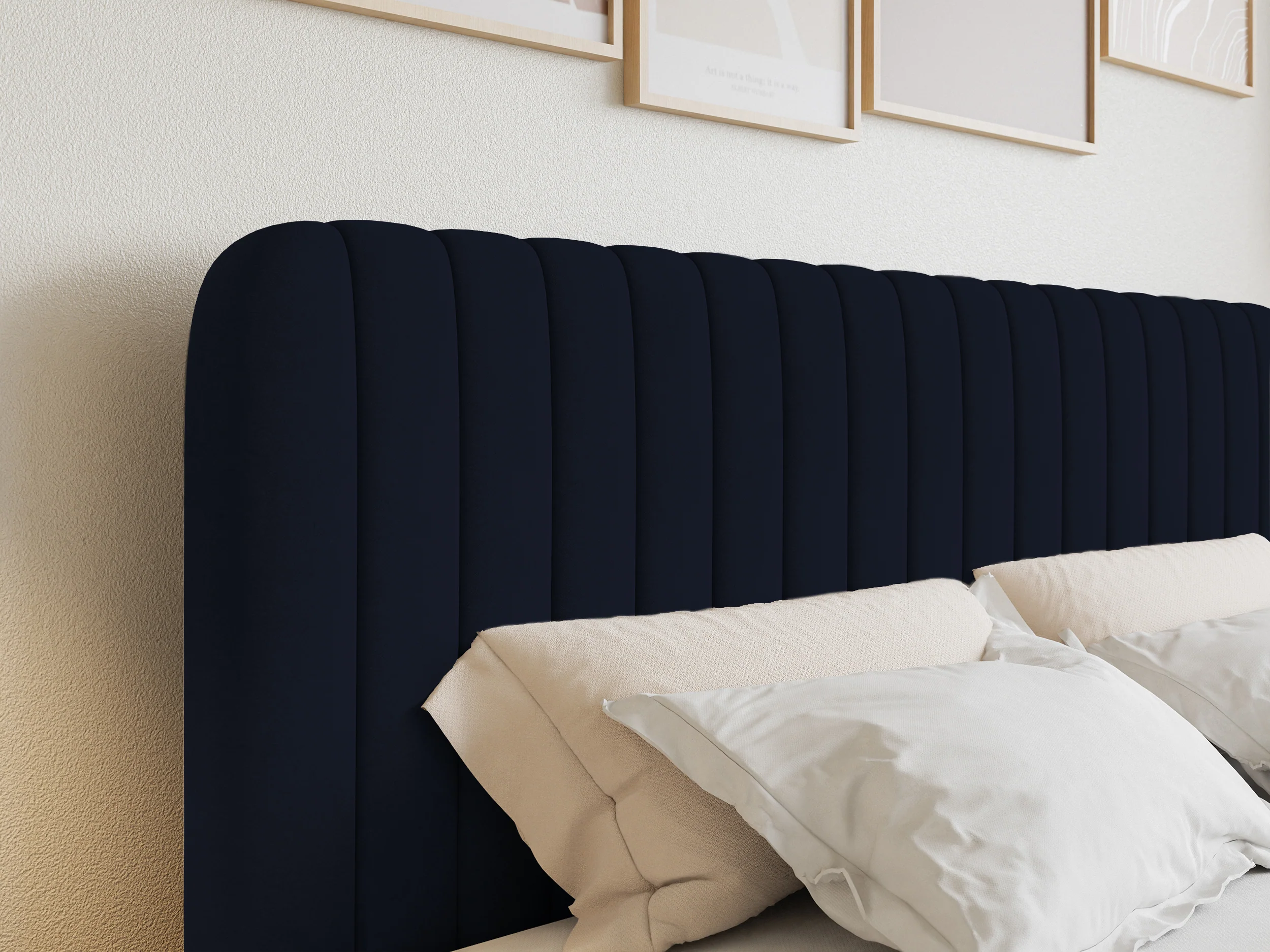 Łóżko kontynentalne 180x200 cm Saliano z pojemnikami i topperem granatowe welur - Image 4