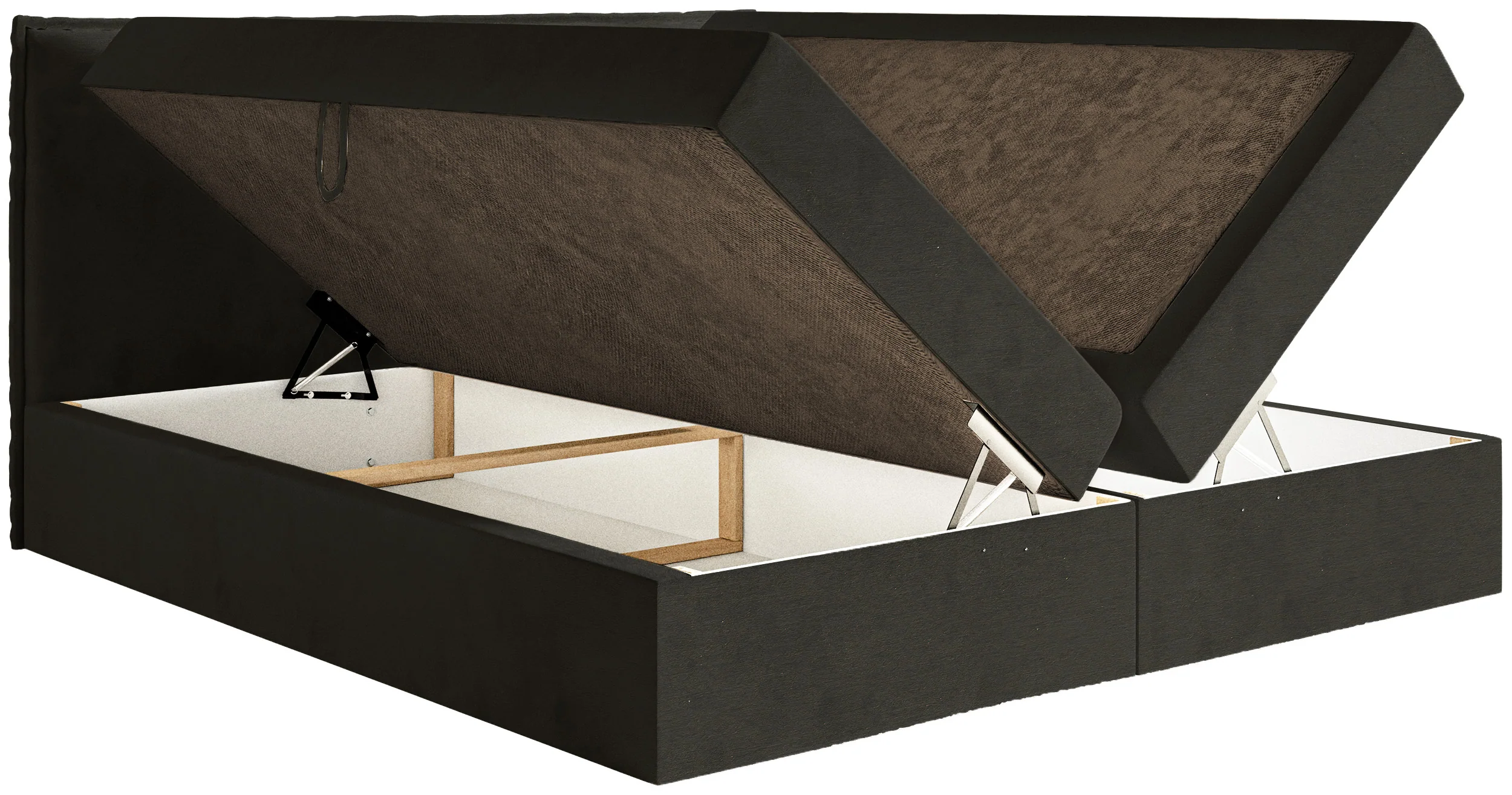 Łóżko kontynentalne 180x200 cm Softie z pojemnikami i topperem ciemnozielone welur hydrofobowy - Image 6