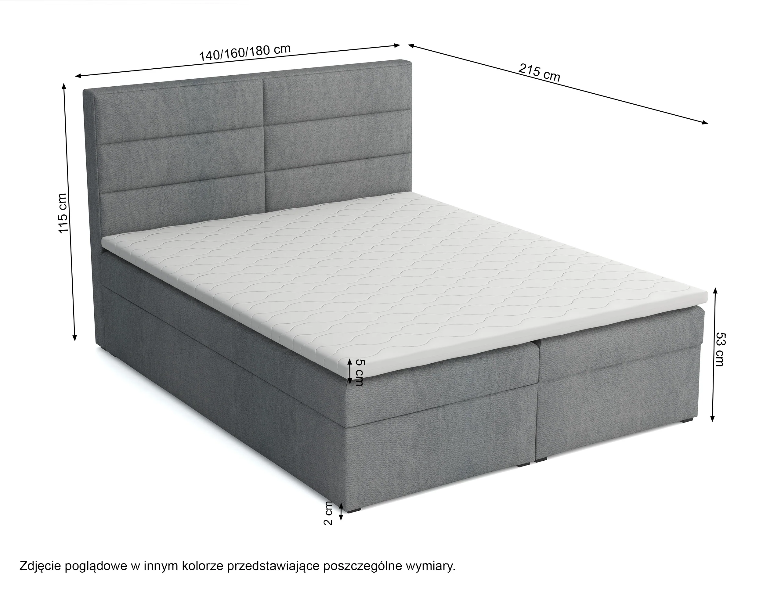 Łóżko kontynentalne 180x200 cm Valdamone z pojemnikami i topperem ciemnozielone welur łatwoczyszczący - Image 4