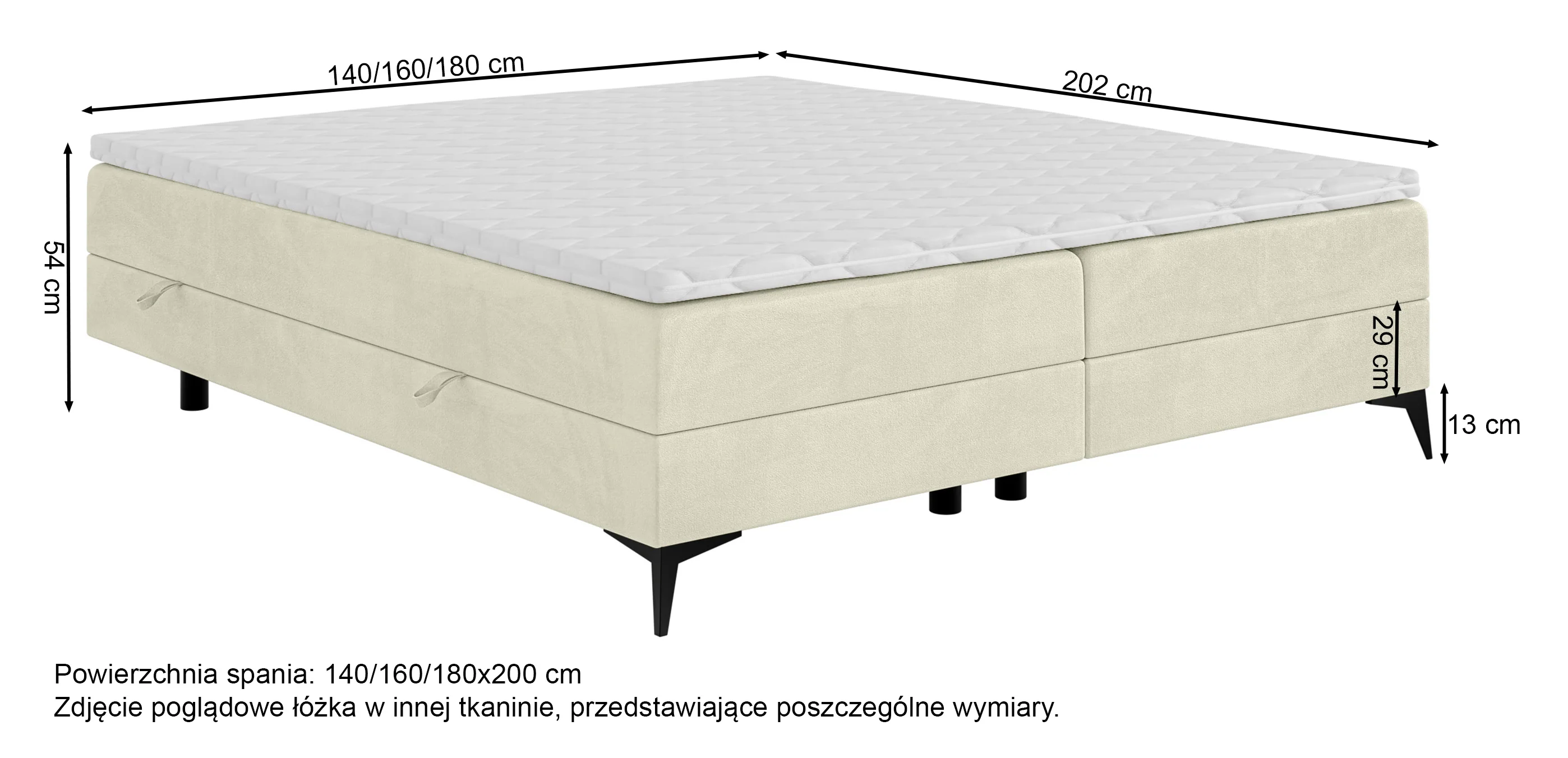 Łóżko kontynentalne Baseo niskie 180x200 cm bez wezgłowia z pojemnikami i topperem jasnoszare welur hydrofobowy - Image 5