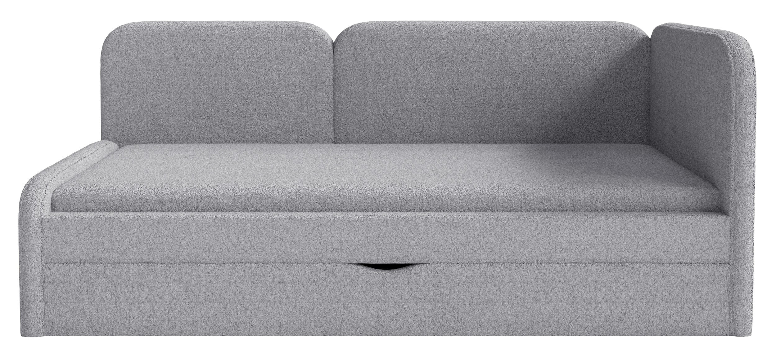 Łóżko młodzieżowe 90x200 cm Cuddy prawostronne z materacem i pojemnikiem szare plusz hydrofobowy - Image 6
