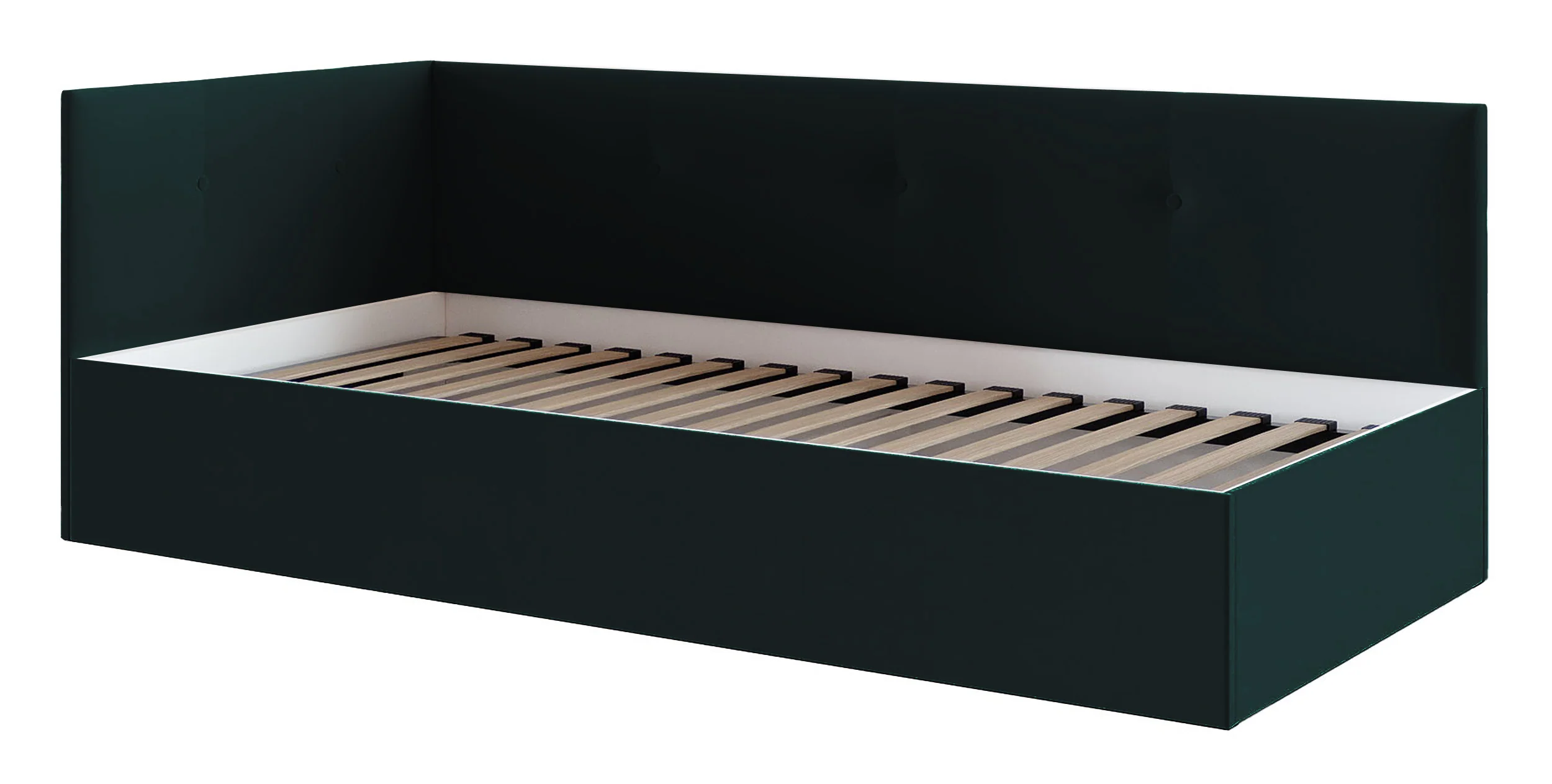 Łóżko młodzieżowe 90x200 cm Pixxel uniwersalne stelaż metalowy butelkowa zieleń welur - Image 6