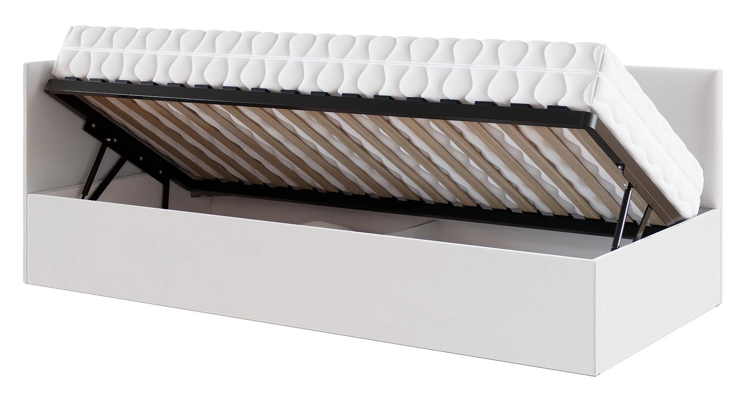 Łóżko młodzieżowe 90x200 cm Pixxel uniwersalne stelaż metalowy kremowe welur - Image 4