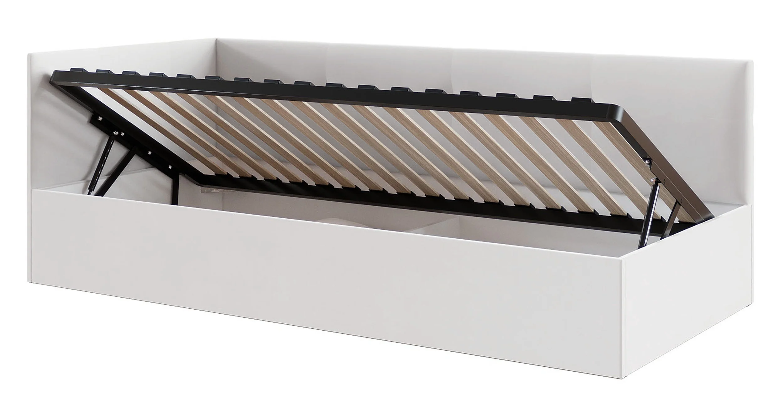 Łóżko młodzieżowe 90x200 cm Pixxel uniwersalne stelaż metalowy kremowe welur - Image 5