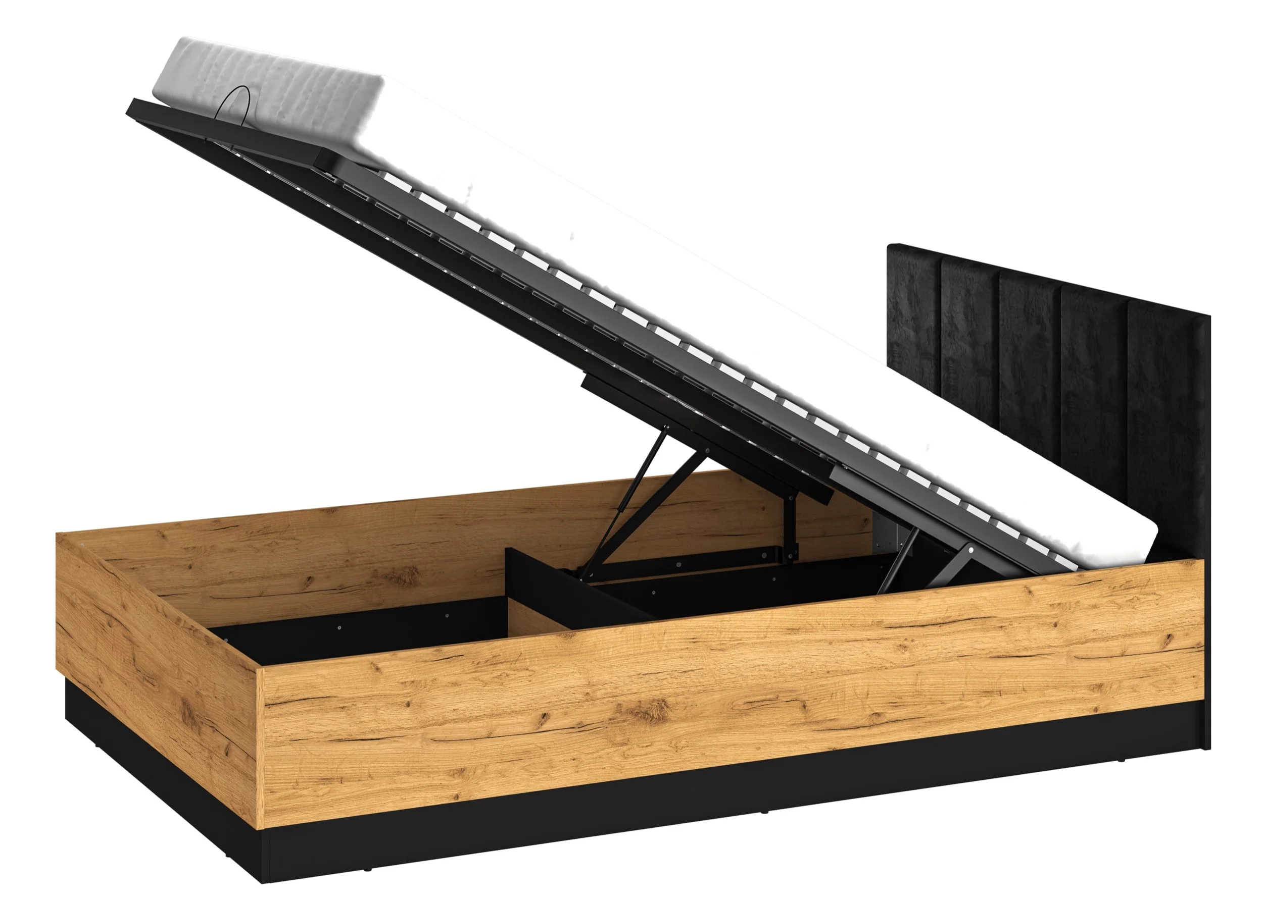 Łóżko młodzieżowe Colt ze stelażem metalowym podnoszonym i pojemnikiem 120/200 cm dąb craft/czarny - Image 2