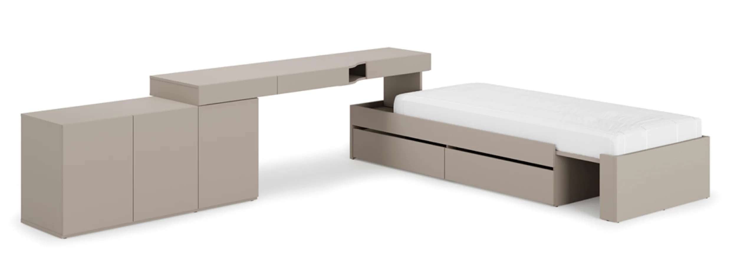 Łóżko młodzieżowe rozsuwane Woow z dwiema szufladami 205-248 cm clay grey - Image 4