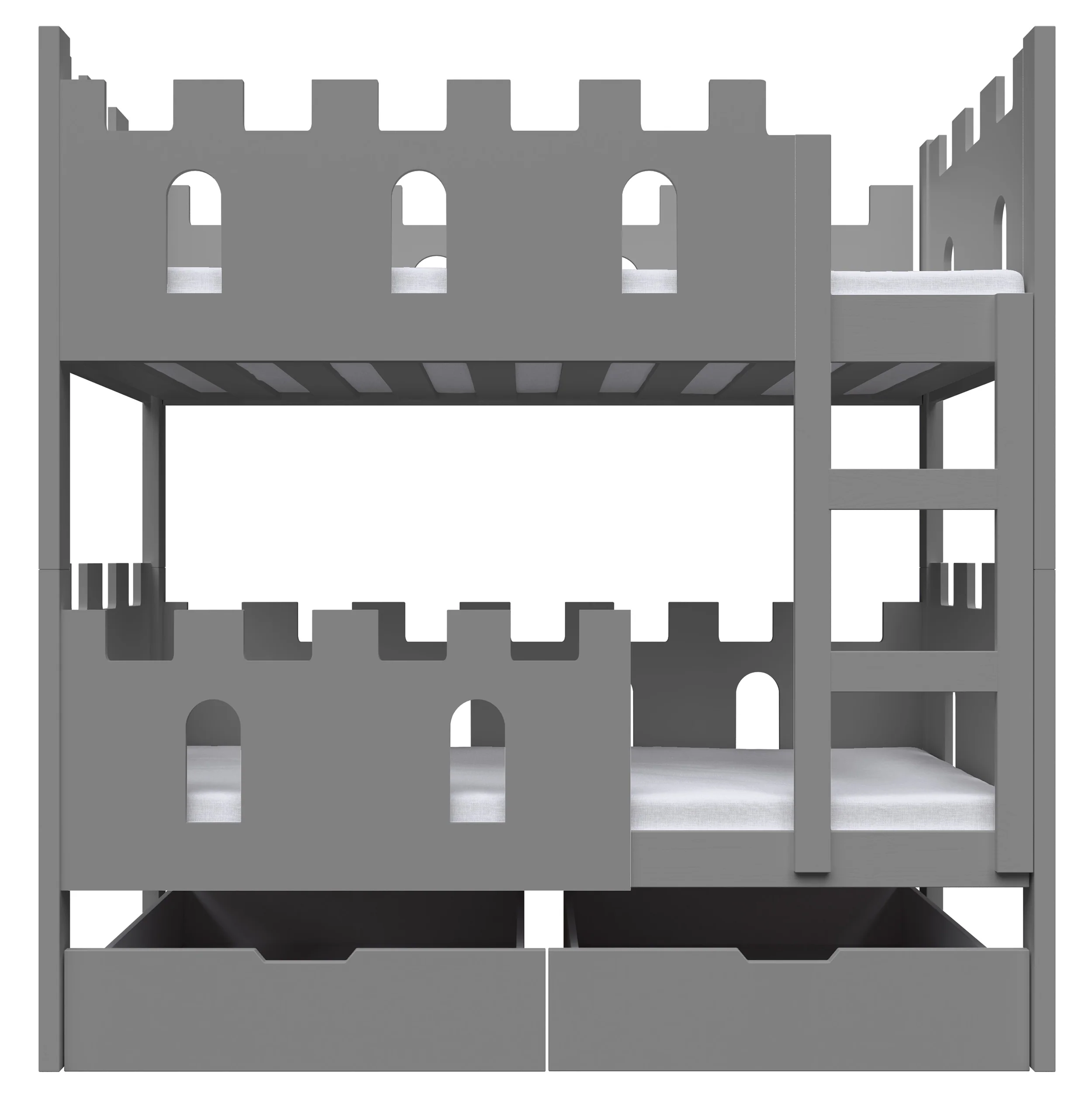 Łóżko piętrowe 75x180 cm Castelo z materacami i szufladami szary - Image 4