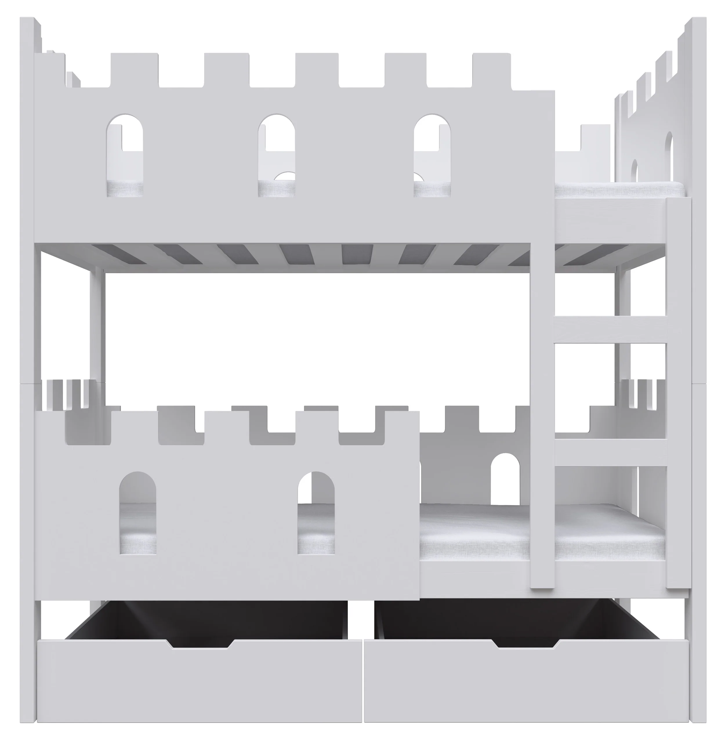 Łóżko piętrowe 75x180 cm Castelo z szufladami biały - Image 4