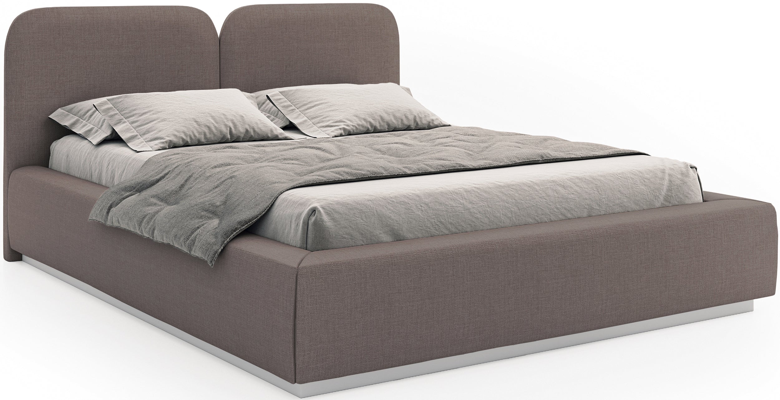 Łóżko tapicerowane 140x200 cm Comoves z oświetleniem LED brązowe szenil