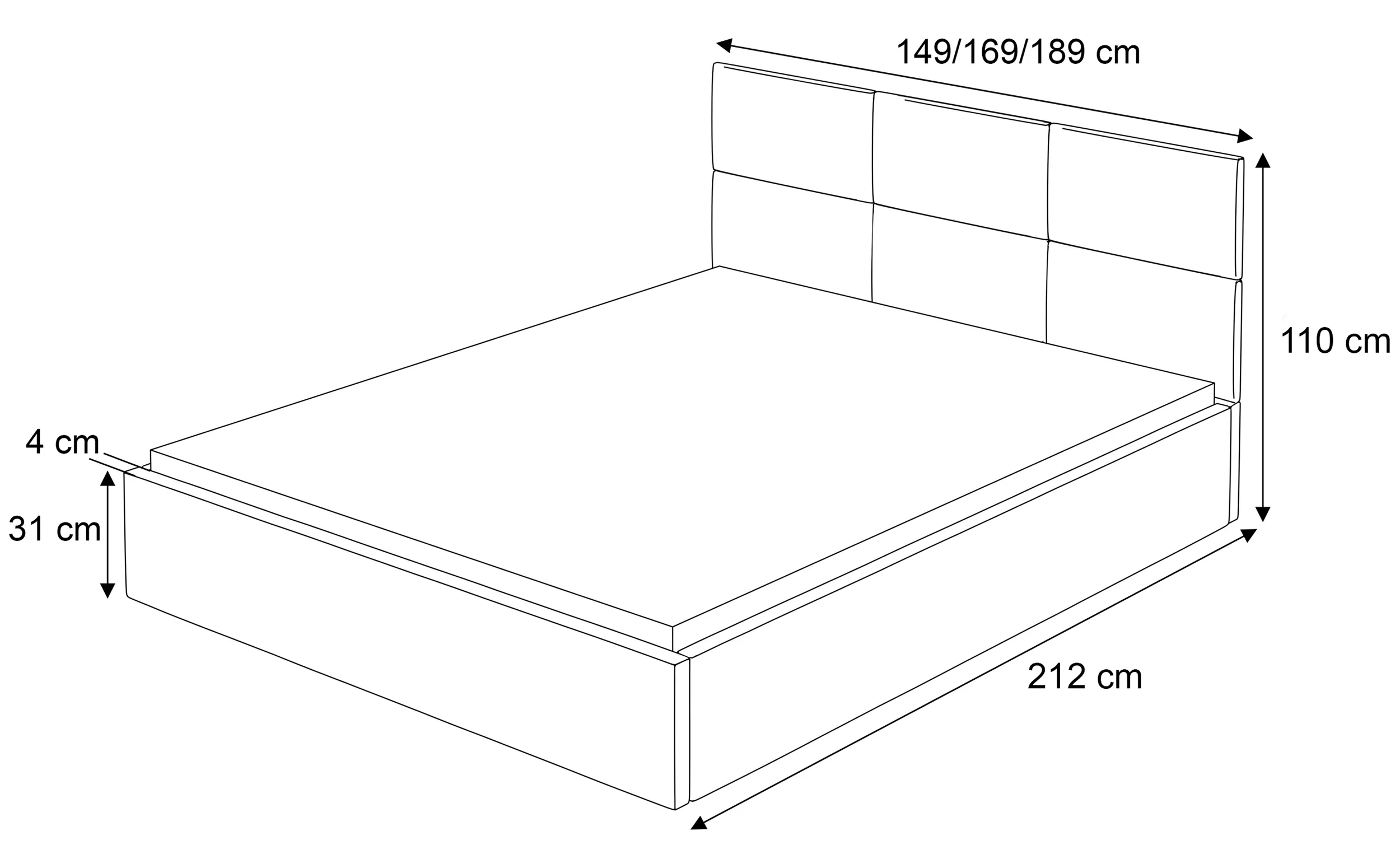 Łóżko tapicerowane 140x200 cm Nestio z pojemnikiem i metalowym stelażem granatowy welur - Image 7
