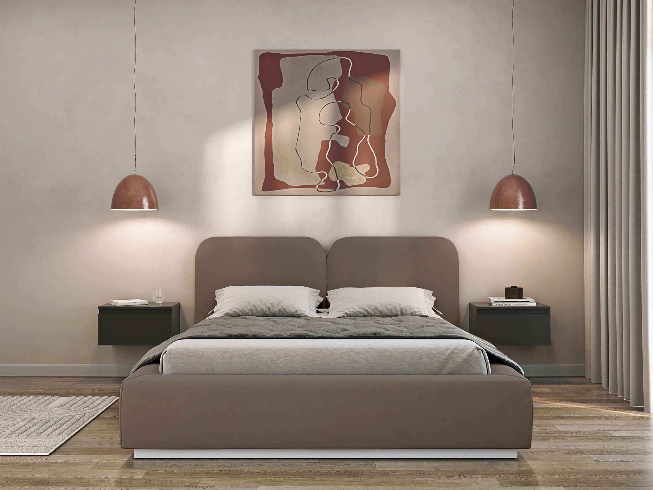Łóżko tapicerowane 160x200 cm Comoves brązowe welur - Image 3