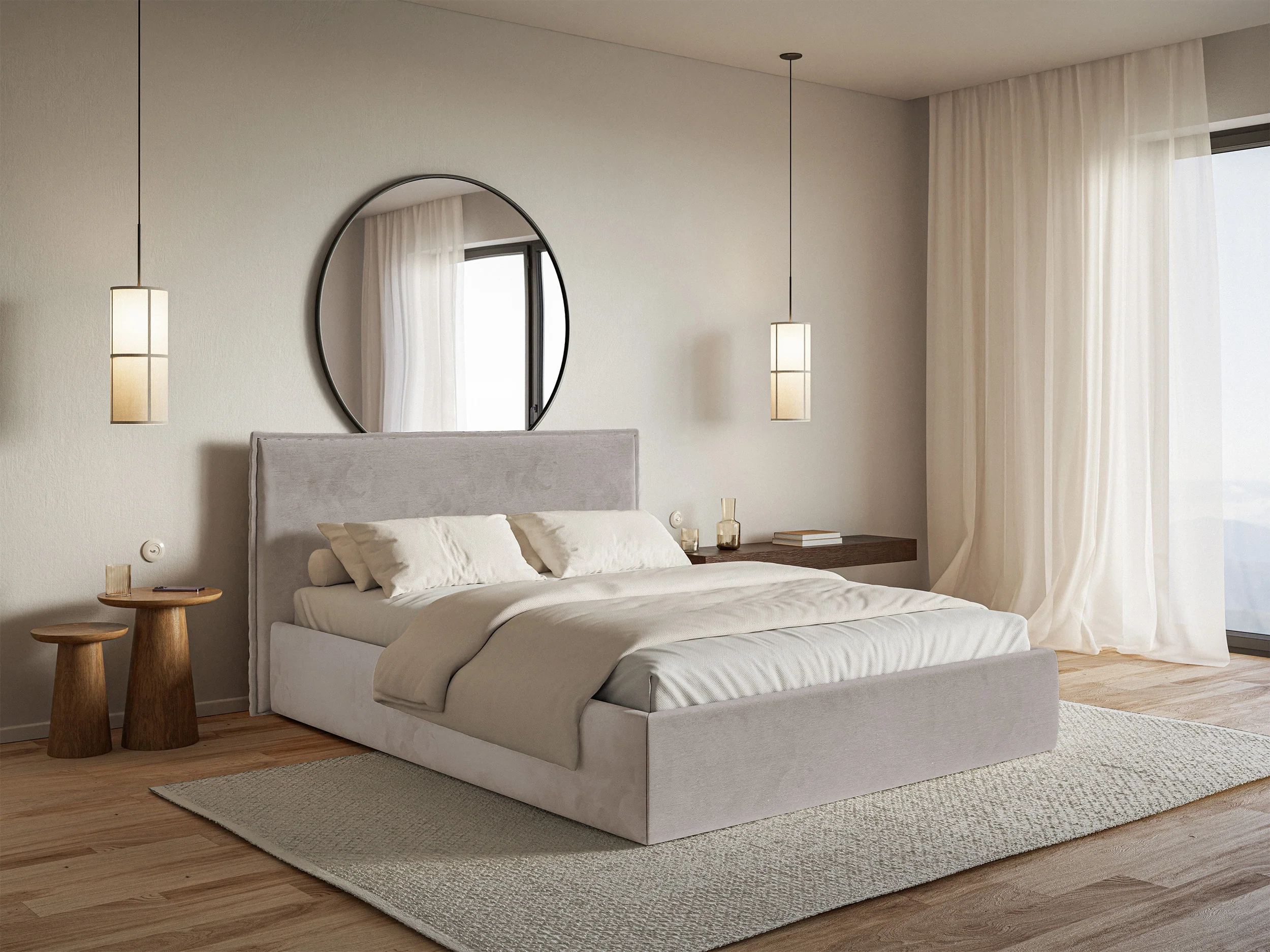 Łóżko tapicerowane 160x200 cm Softie Slim szarobrązowe welur hydrofobowy - Image 2