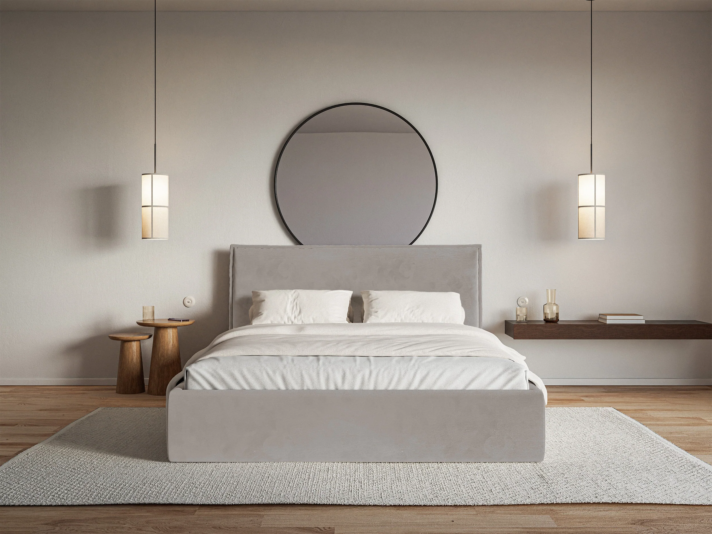 Łóżko tapicerowane 160x200 cm Softie Slim szarobrązowe welur hydrofobowy - Image 3