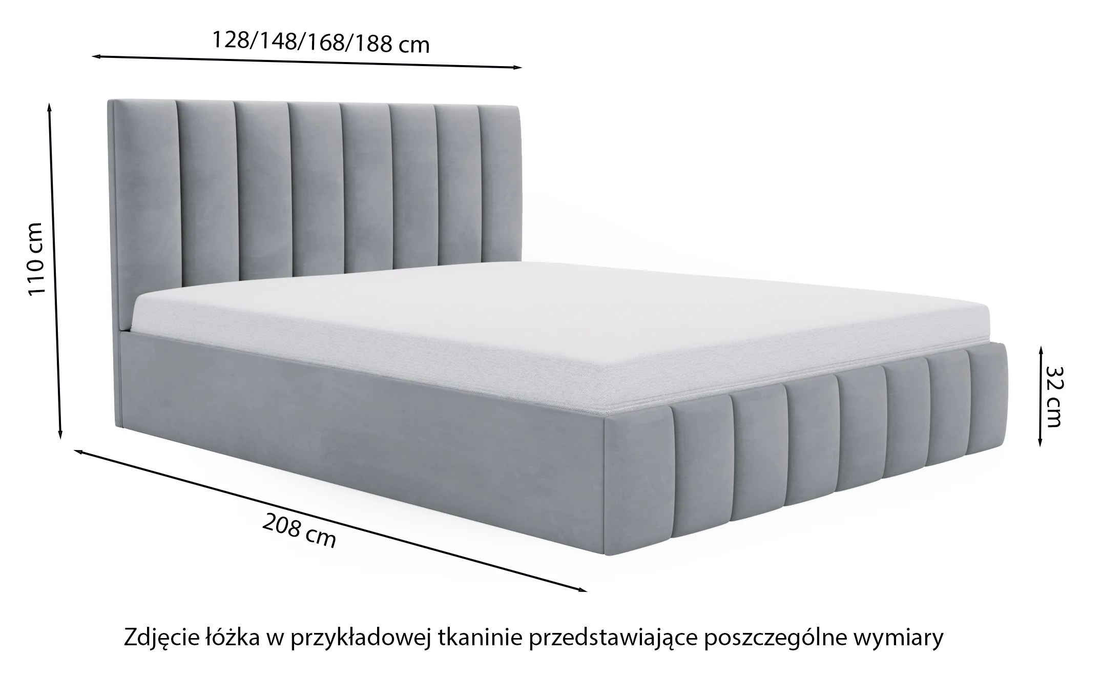 Łóżko tapicerowane 180x200 cm Buenio z pojemnikiem eukaliptusowe welwet wododporny - Image 5