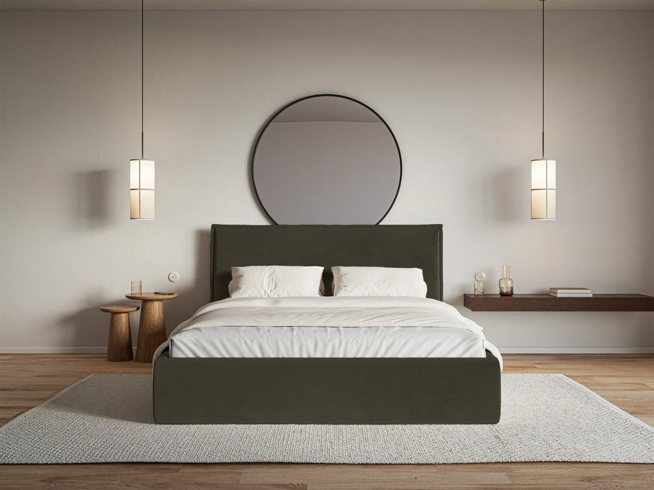 Łóżko tapicerowane 180x200 cm Softie Slim ciemnozielone welur hydrofobowy - Image 3