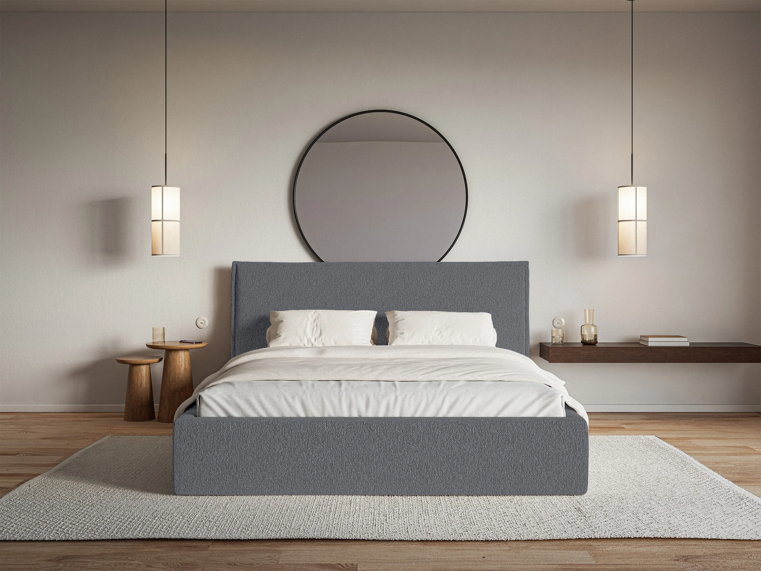 Łóżko tapicerowane 180x200 cm Softie z pojemnikiem grafitowe szenil stelaż metalowy - Image 3