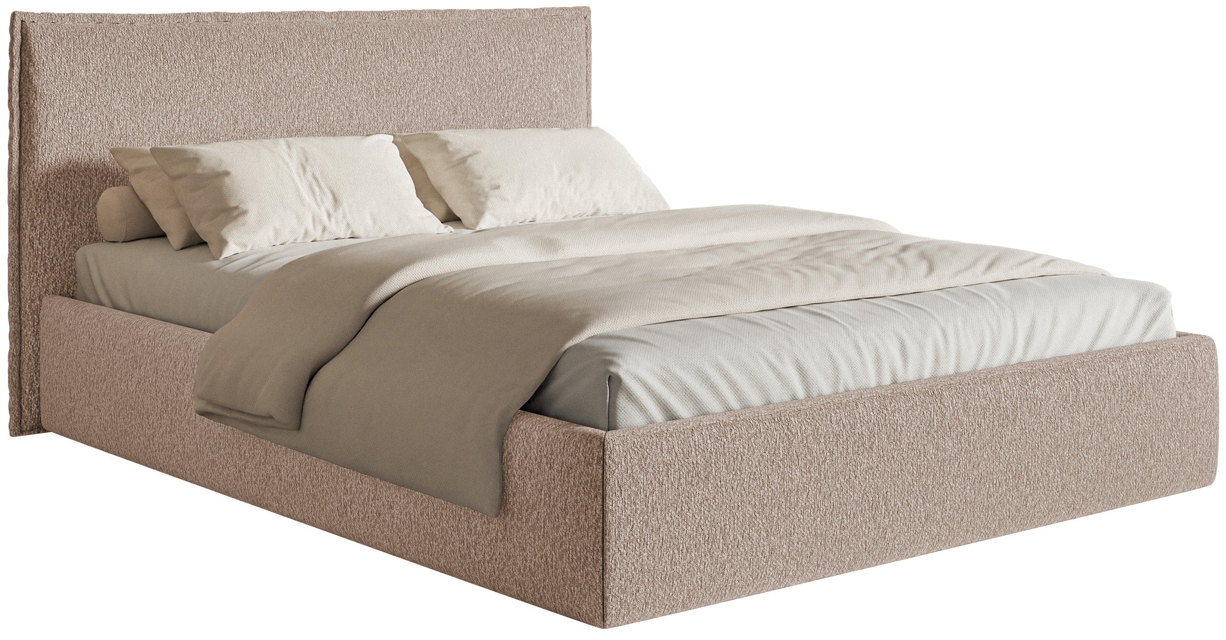 Łóżko tapicerowane 200x200 cm Softie Slim ciemnobeżowe szenil