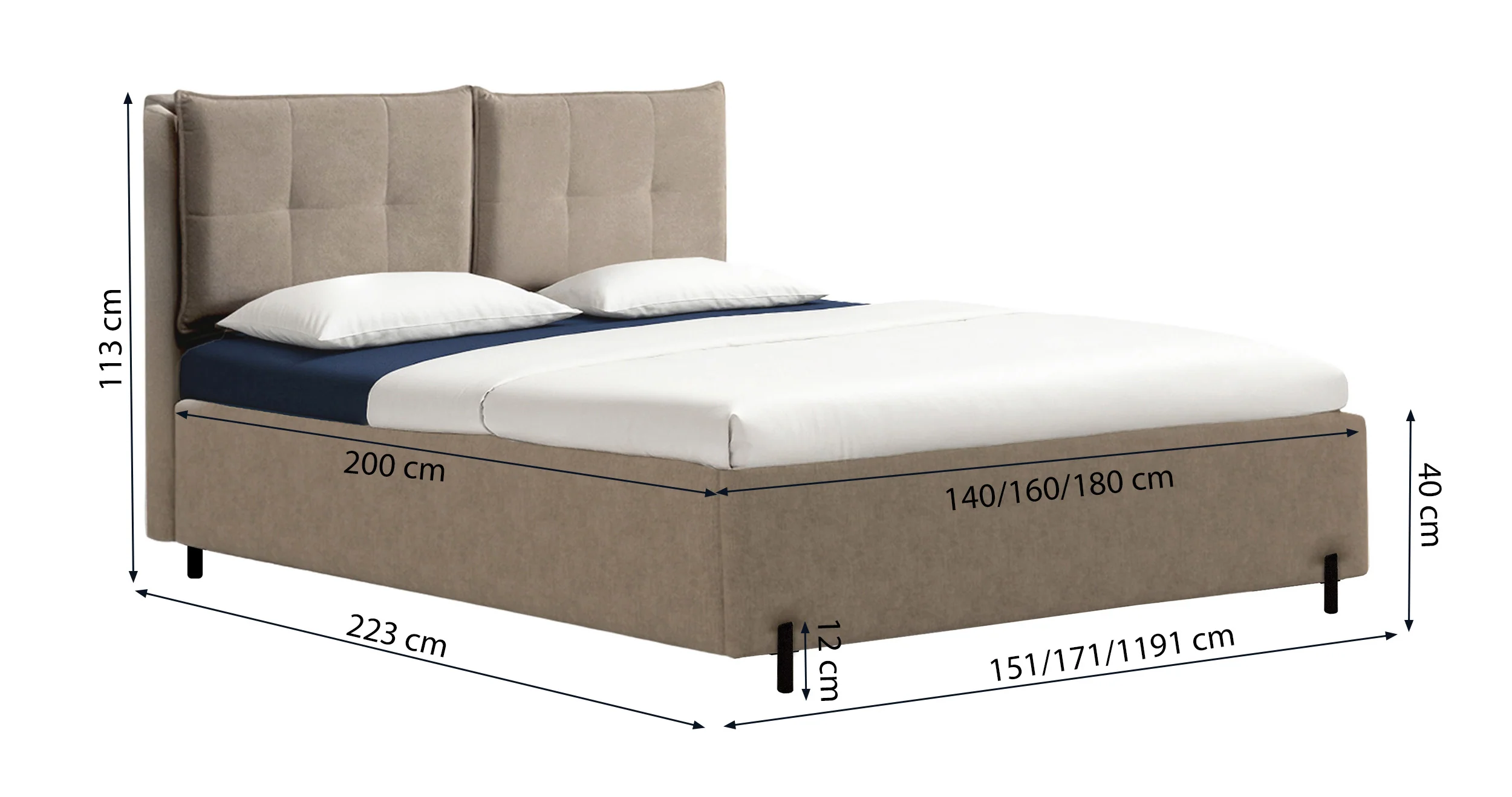 Łóżko tapicerowane z regulowanymi zagłówkami 160x200 cm Belleo z pojemnikiem szare szenil hydrofobowy - Image 8