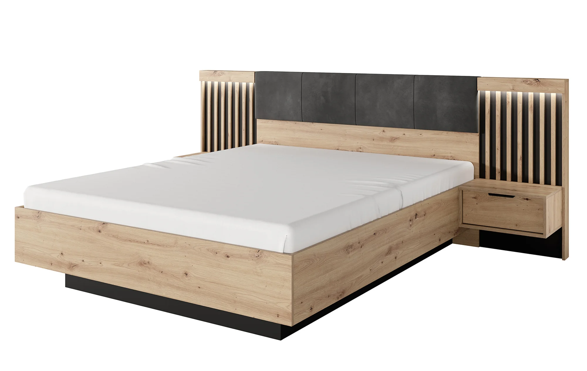 Łóżko Tukoma ze stelażem i pojemnikiem 160 cm Dąb artisan / Antracyt - Image 4