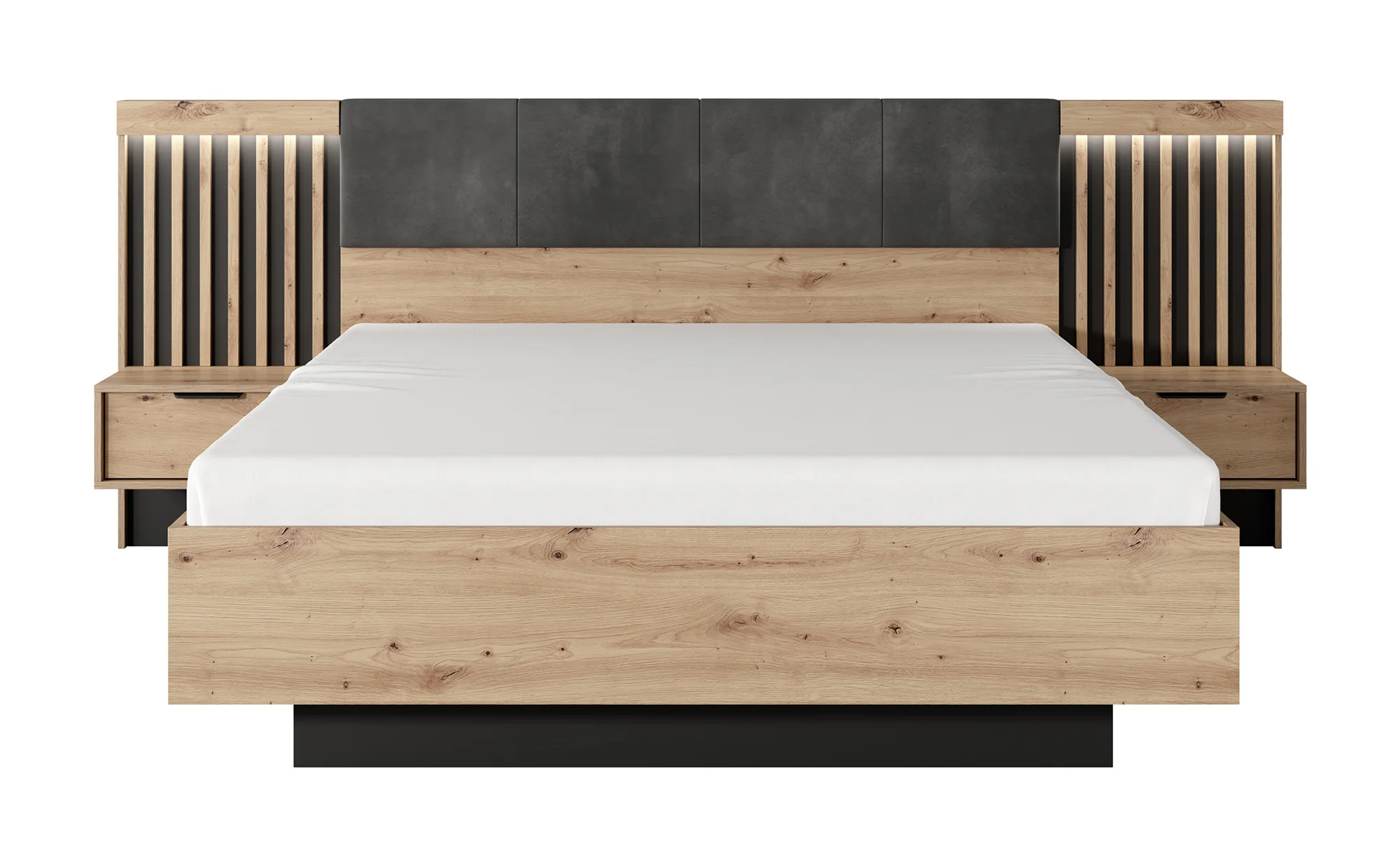 Łóżko Tukoma ze stelażem i pojemnikiem 160 cm Dąb artisan / Antracyt - Image 5