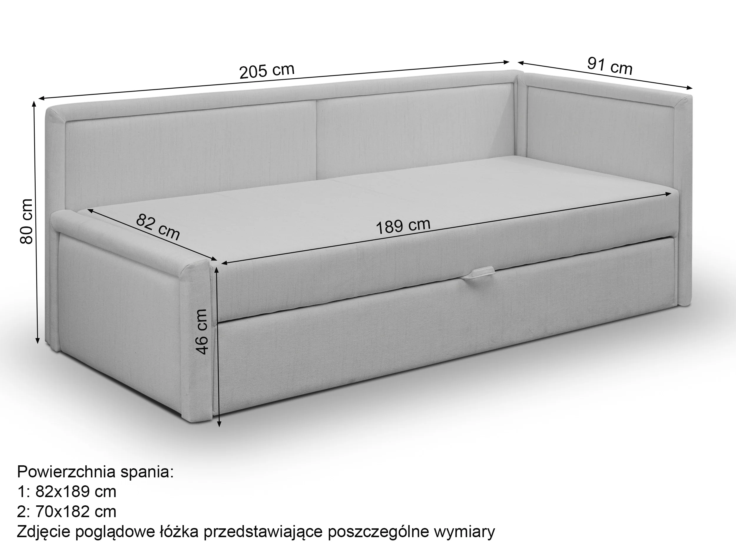 Łóżko wysuwane dwuosobowe Caprili szałwiowe plecionka uniwersalne - Image 6