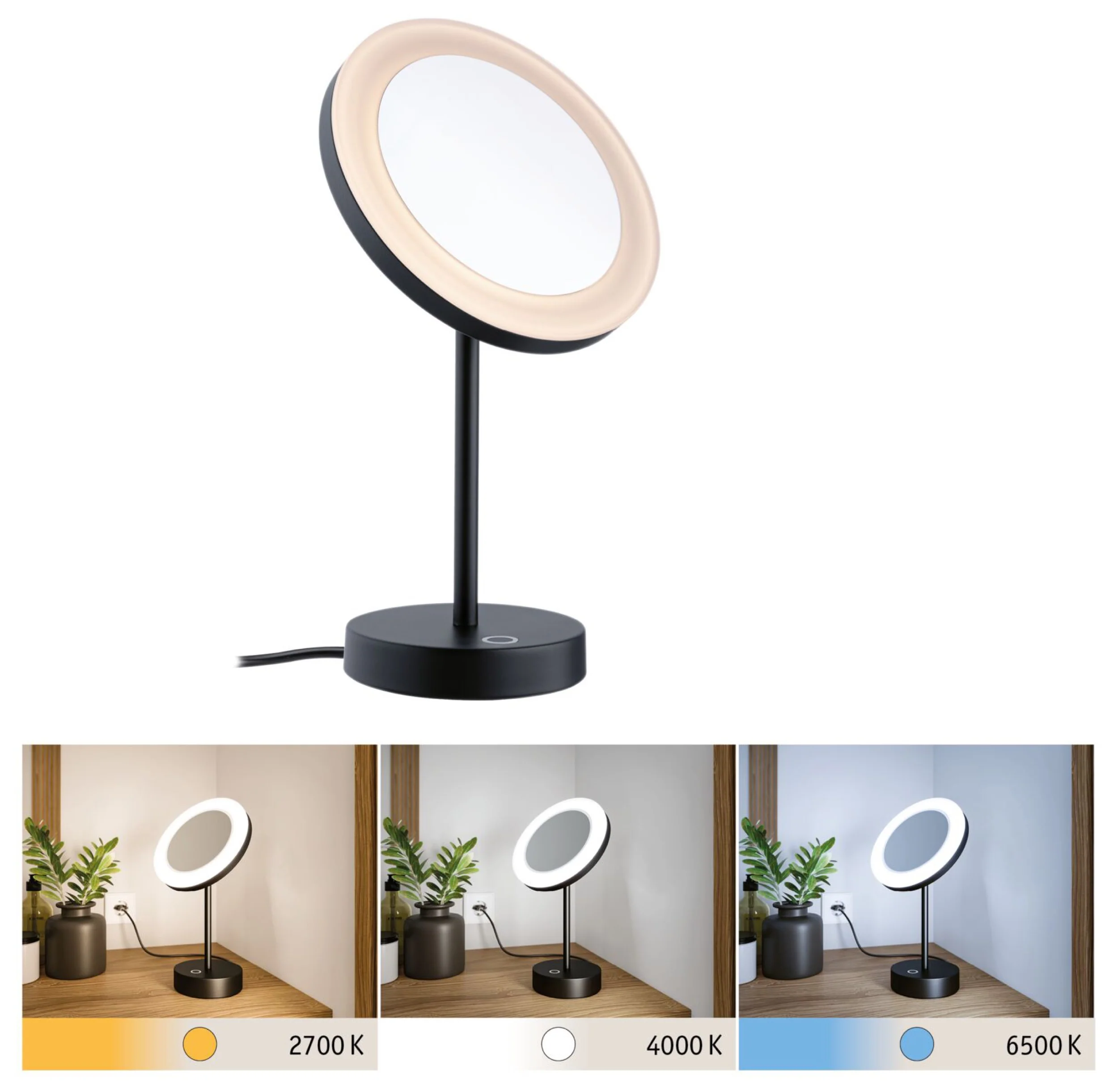 Lusterko kosmetyczne Masua LED stojące czarne - Image 3