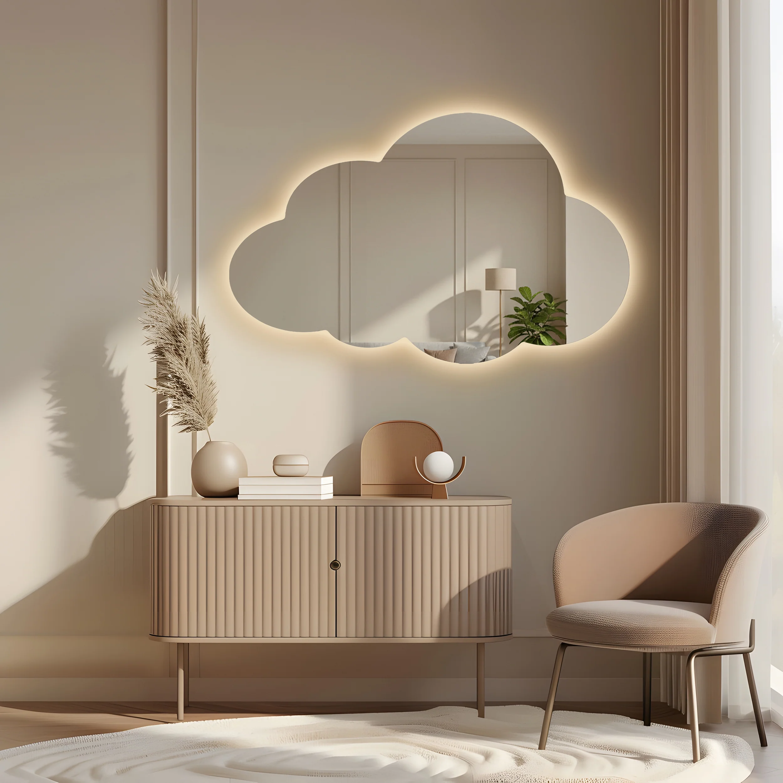 Lustro ścienne Cloud LED 80x50 cm w kształcie chmurki - Image 2