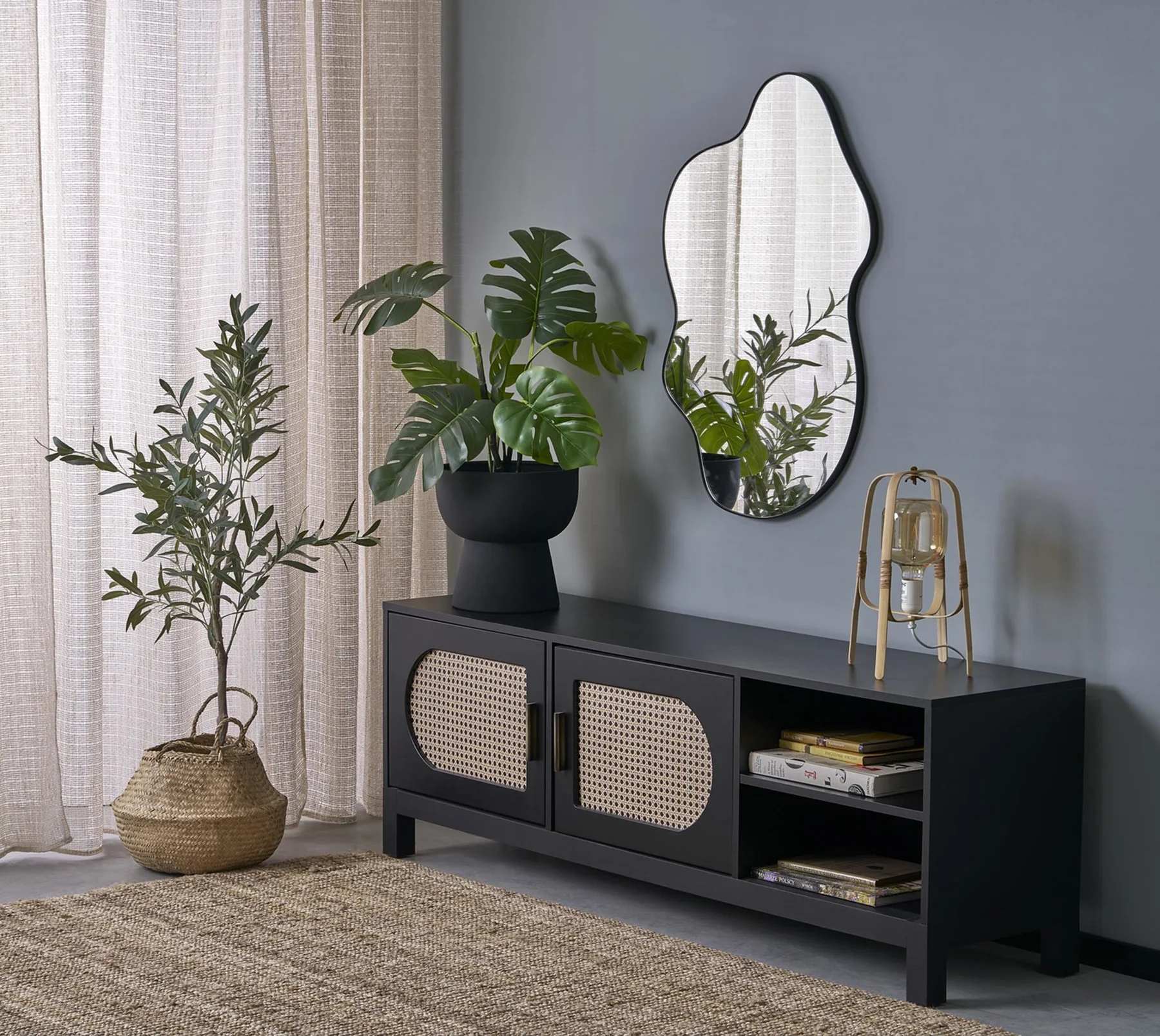 Lustro ścienne Essent 90x56 cm w czarnej ramie - Image 3