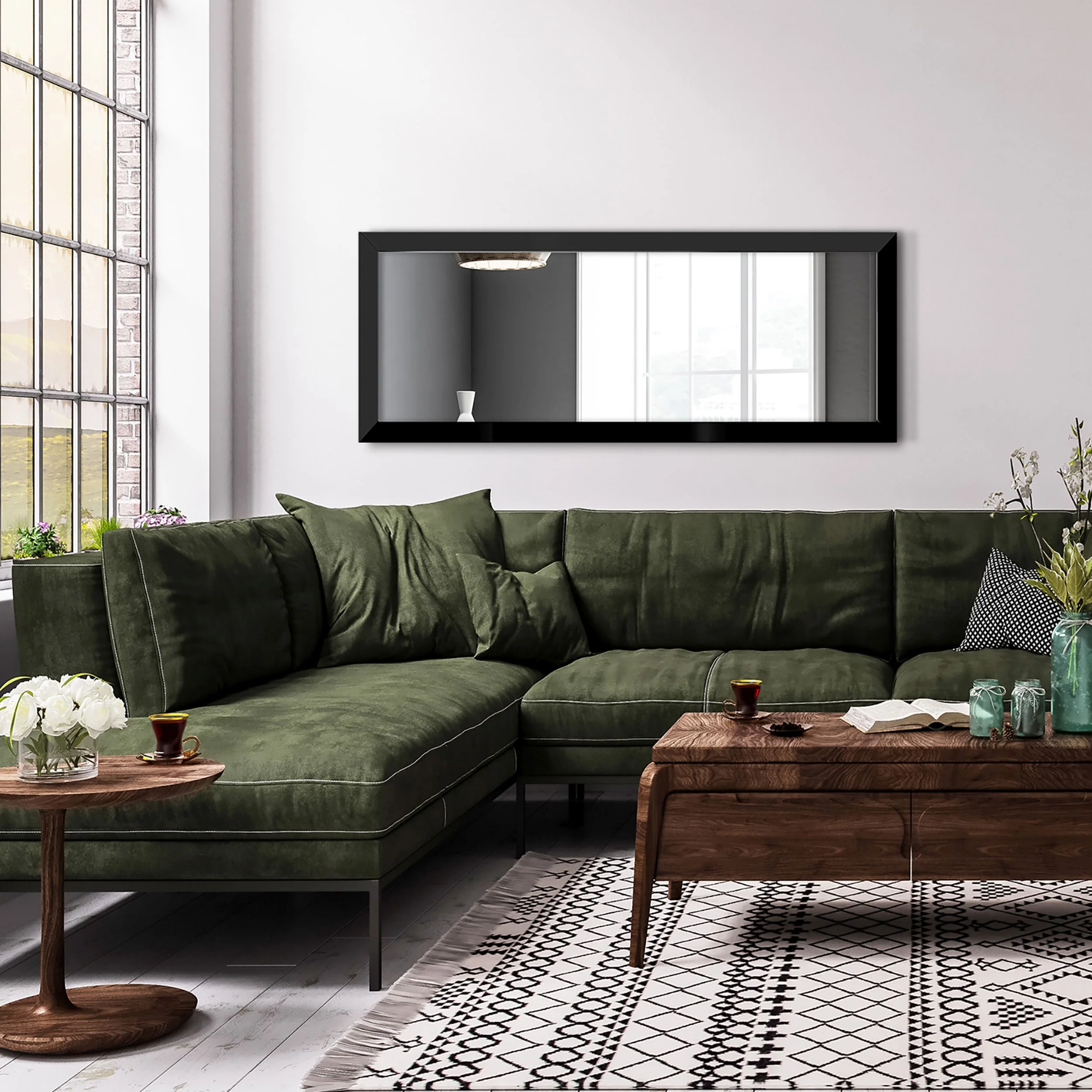 Lustro ścienne Gahtion 127x47 cm czarne - Image 2