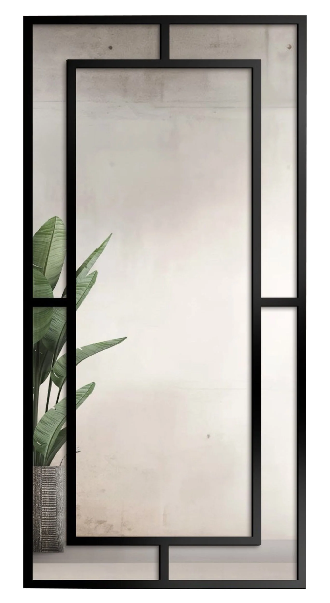 Lustro ścienne Gloria 150x90 cm ze szprosami w czarnej ramie