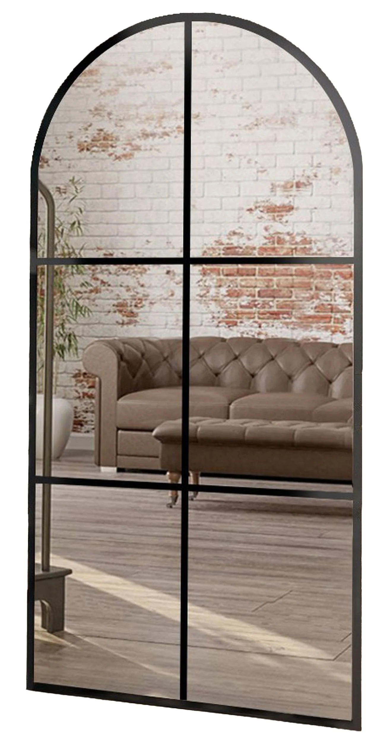 Lustro ścienne Romeo 170x70 cm ze szprosami w czarnej ramie