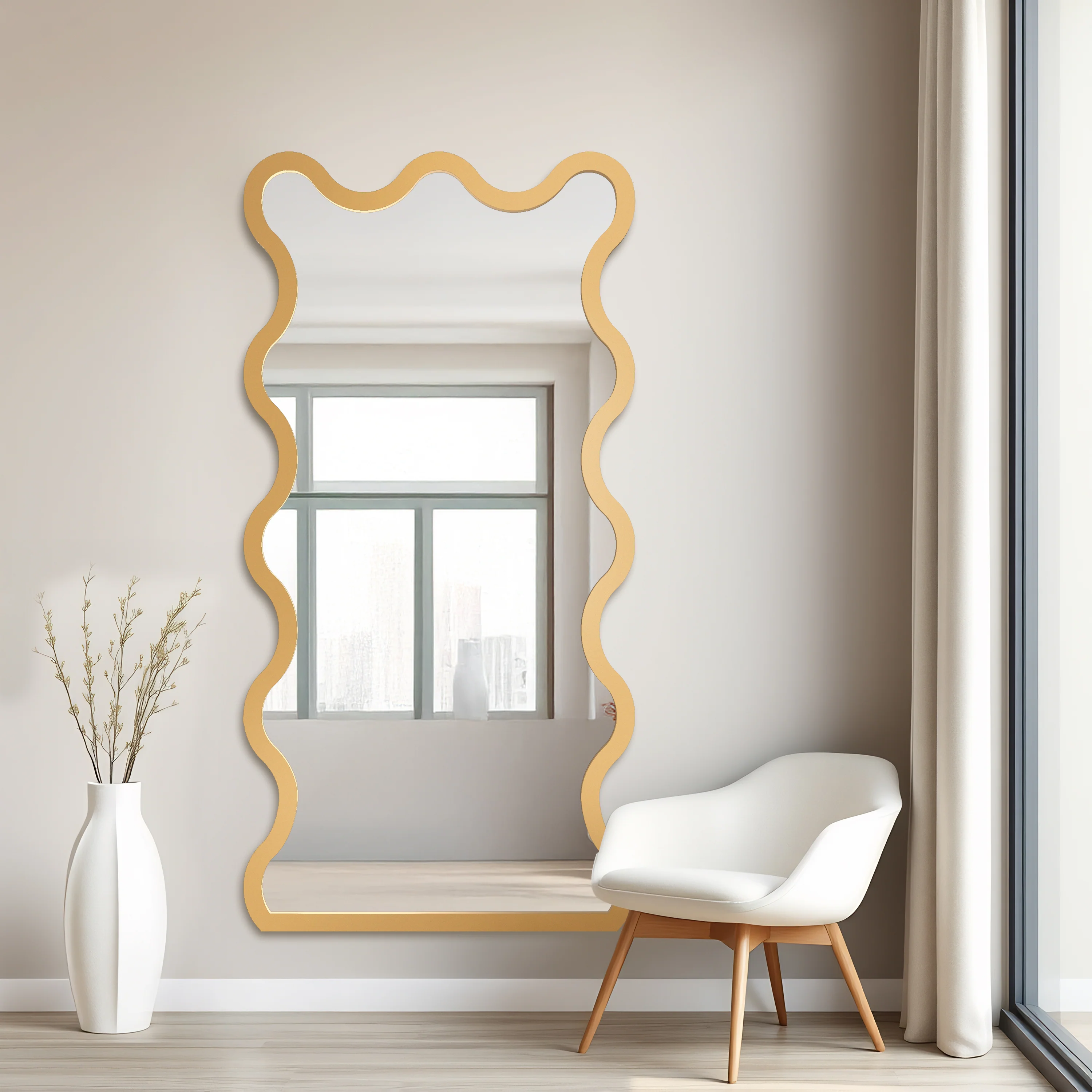 Lustro ścienne Twist 120x60 cm w złotej ramie - Image 2