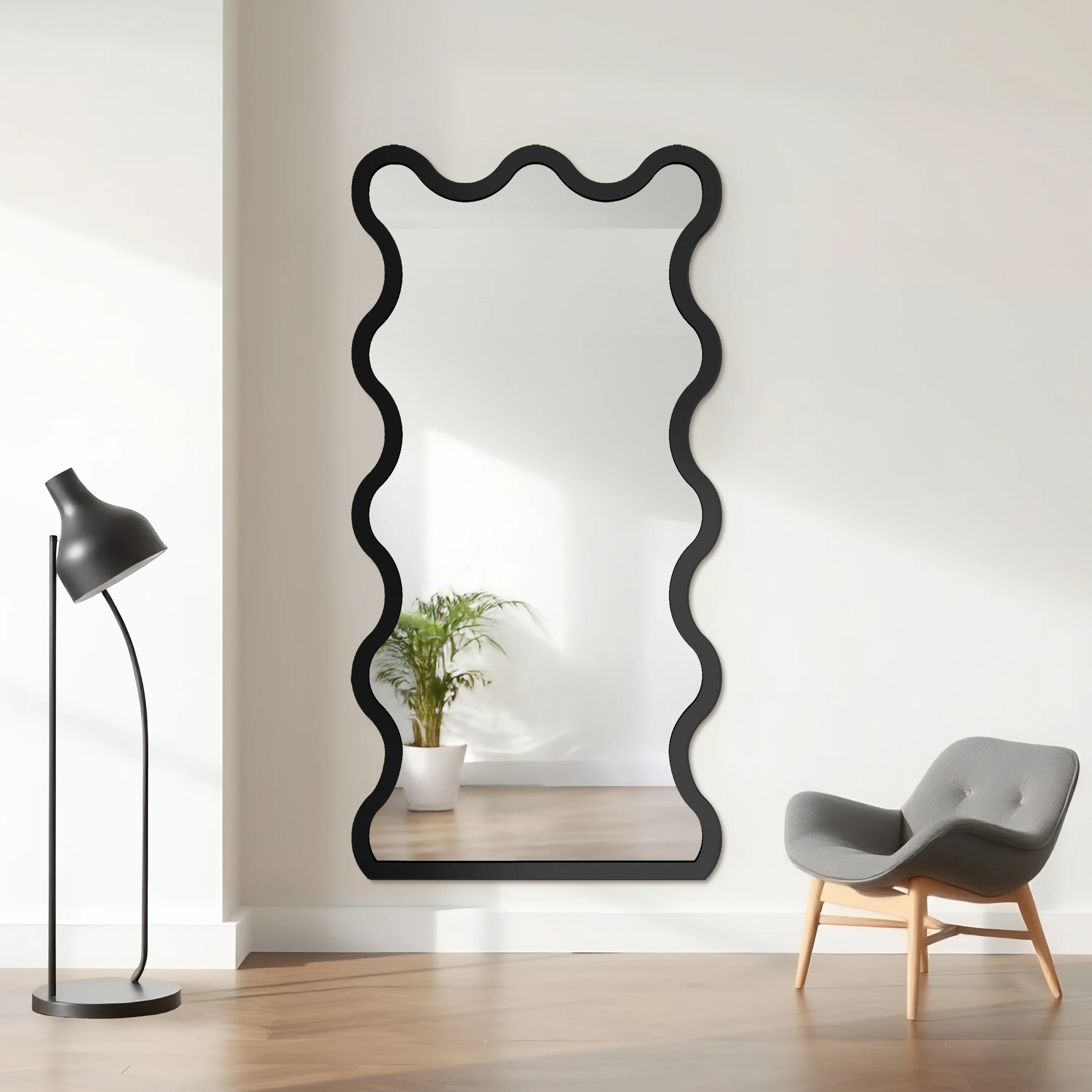 Lustro ścienne Twist 180x90 cm w czarnej ramie - Image 2