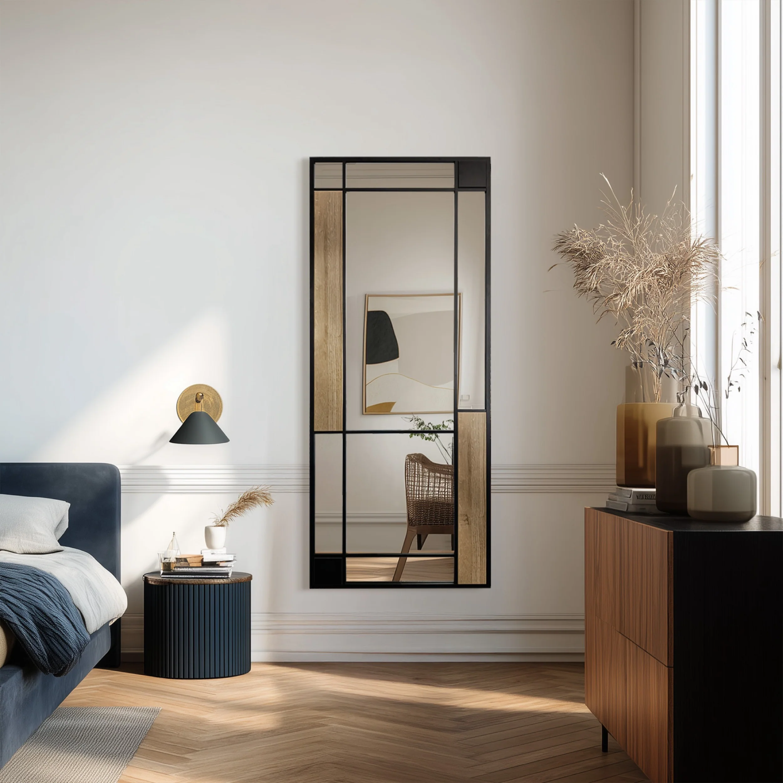 Lustro ścienne Two-tone 150x60 cm czarno-brązowe - Image 2