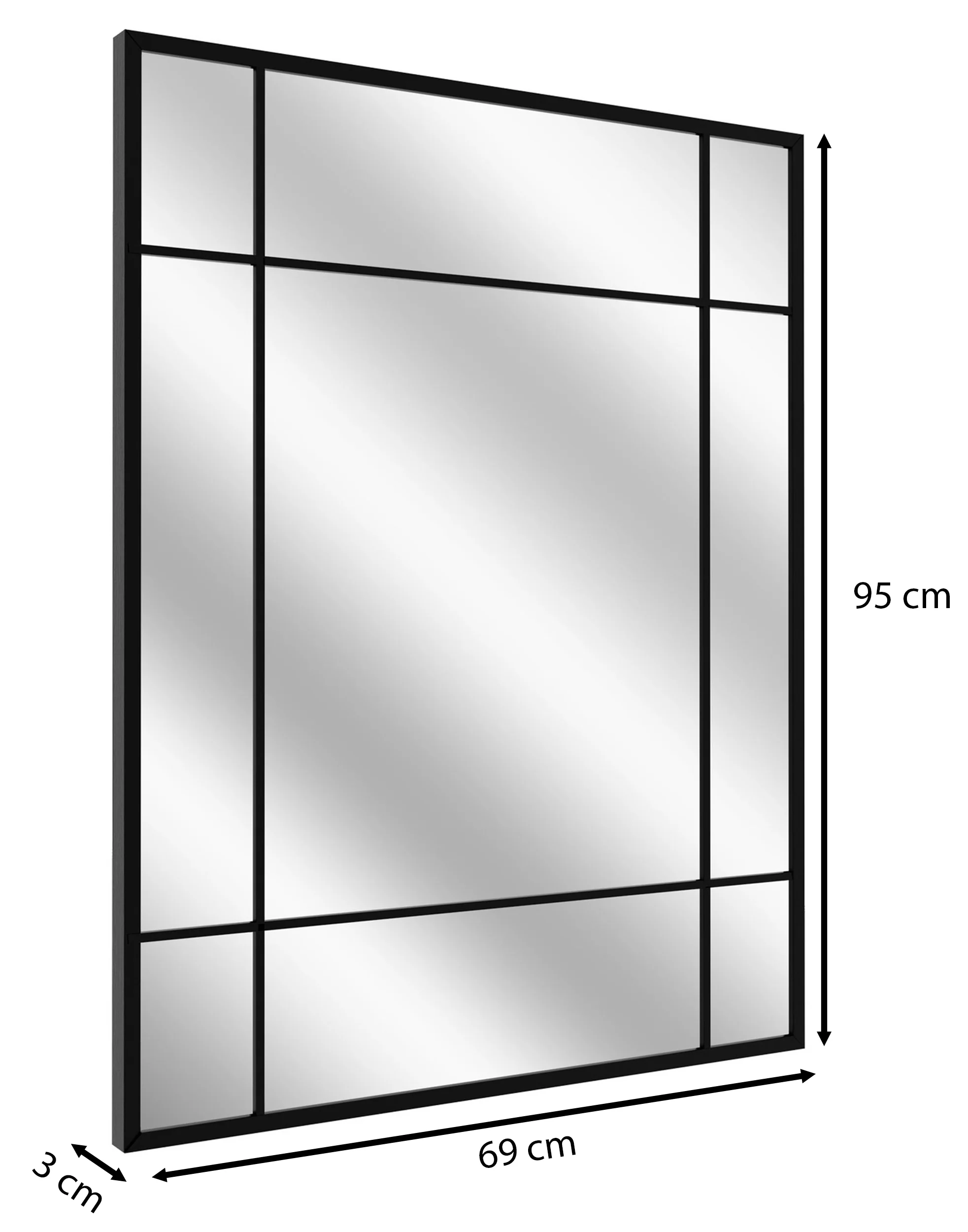 Lustro ścienne Villary 95x69 cm ze szprosami czarne - Image 6