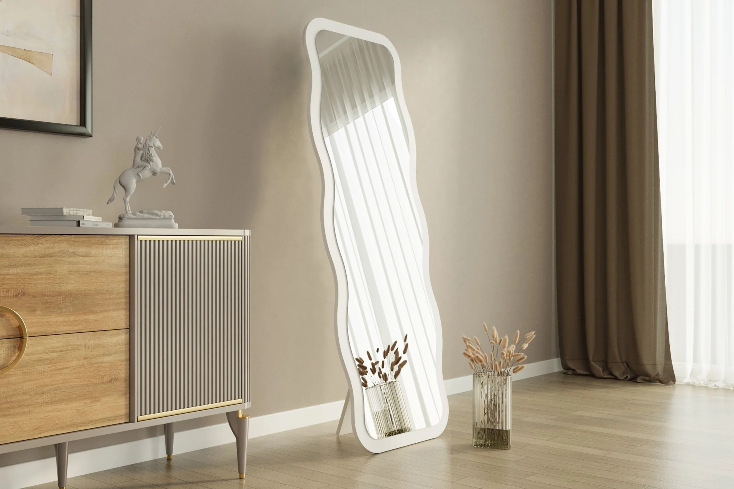 Lustro stojące Aror 160x50 cm w białej ramie - Image 2