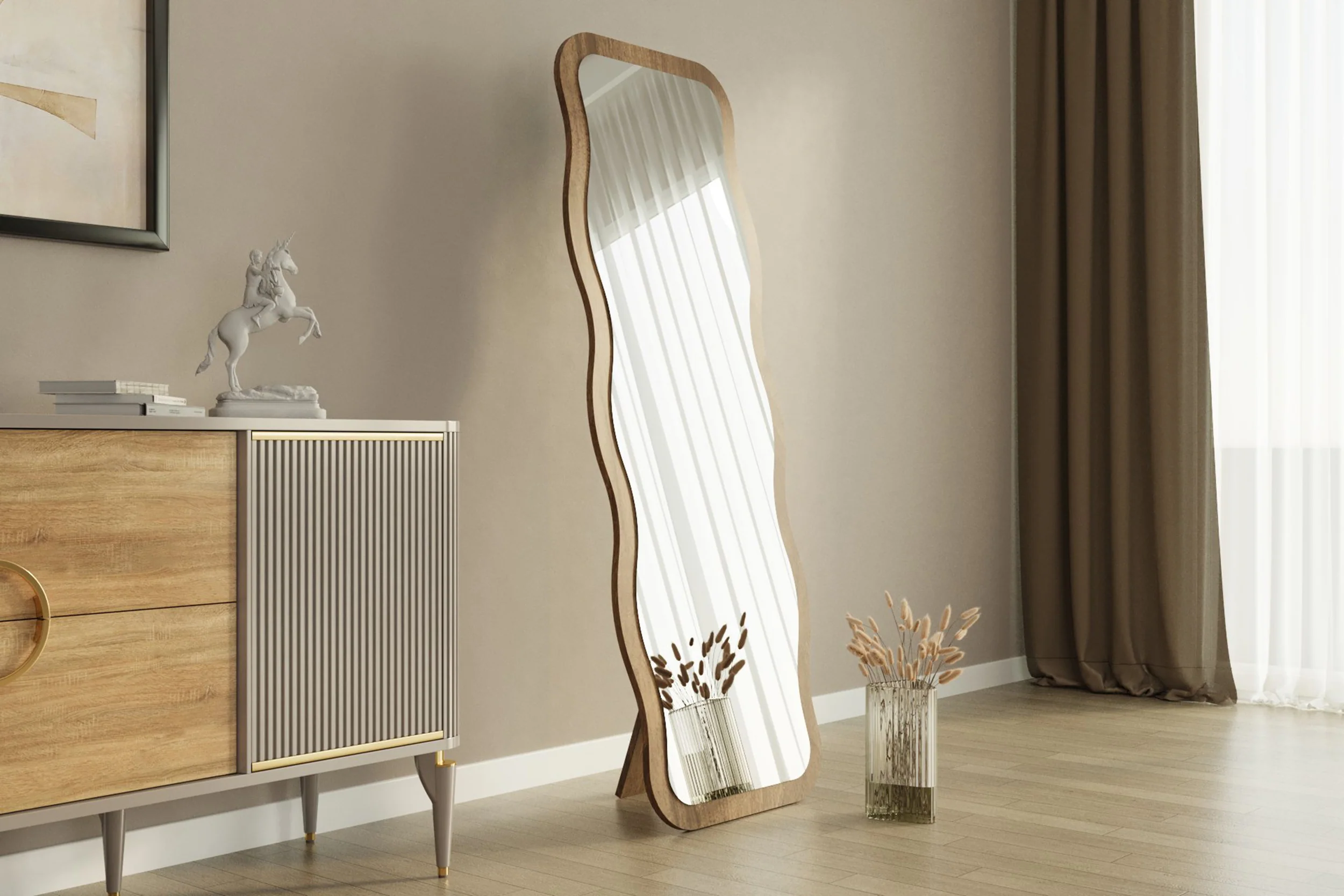 Lustro stojące Aror 160x50 cm w ciemnobrązowej ramie - Image 2
