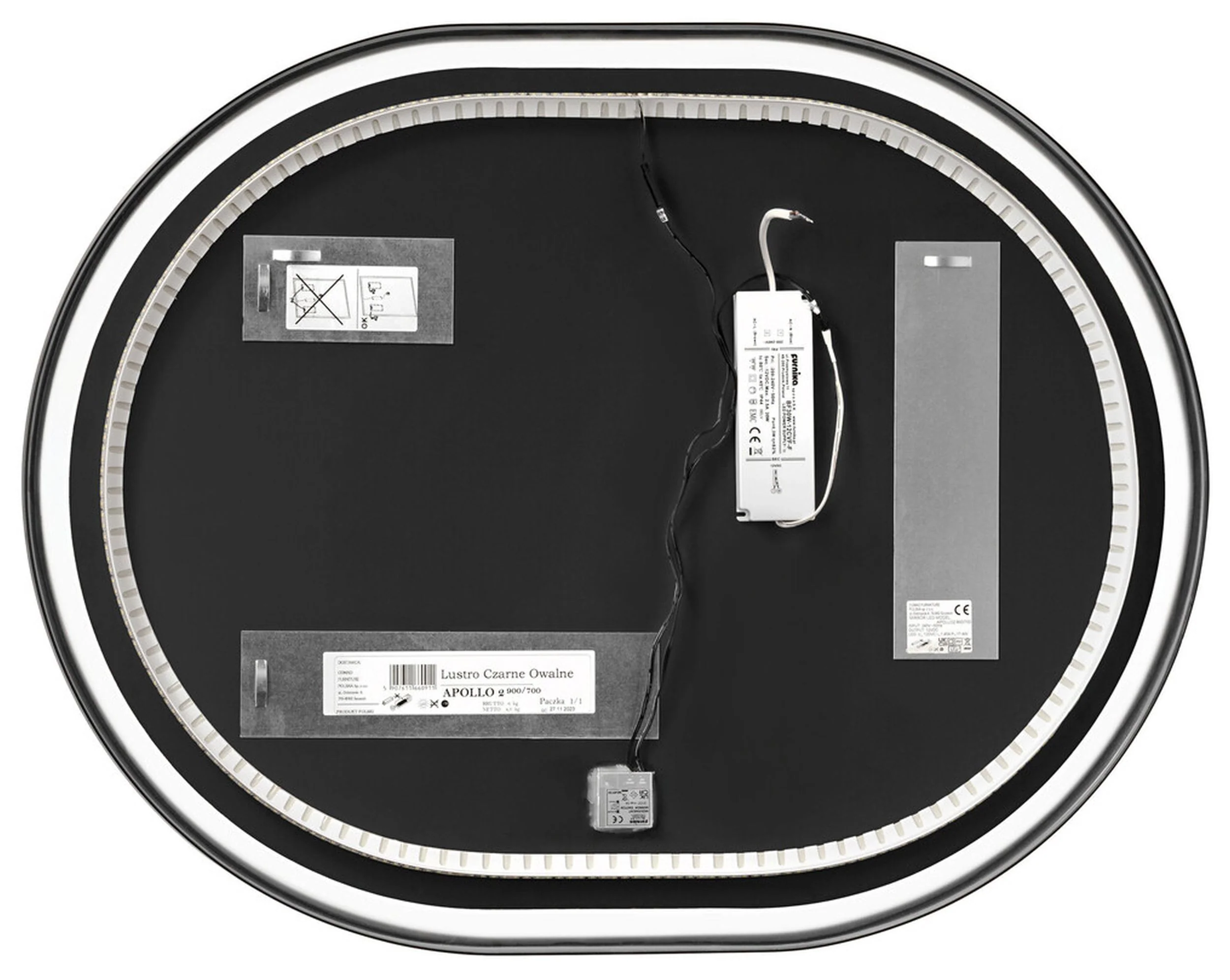 Lustro z oświetleniem LED Olimmi 90x70 cm w czarnej ramie - Image 6