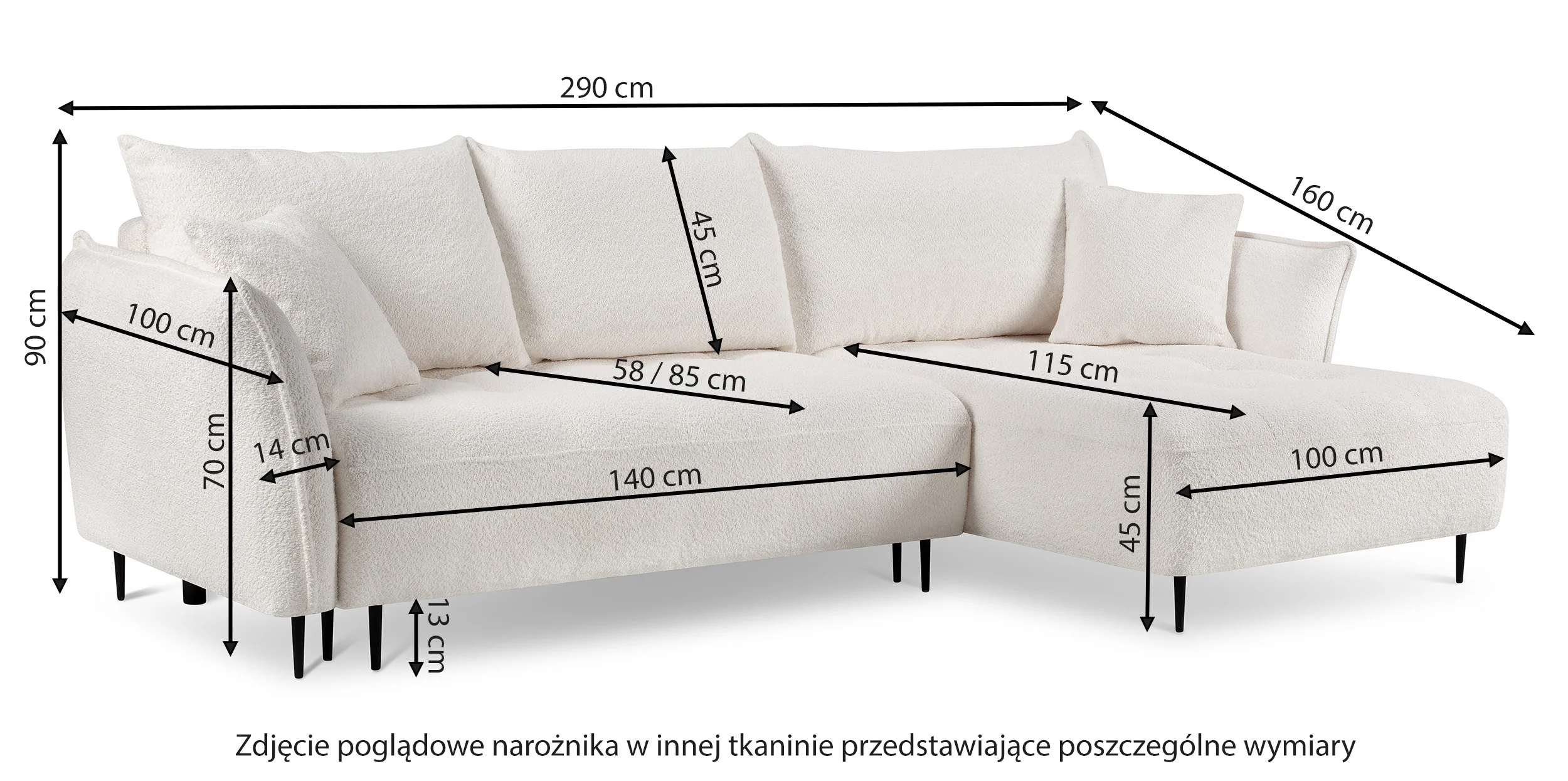 Narożnik Minulo z funkcją spania L-kształtny z pojemnikiem jasnobeżowy velvet lewostronny hydrofobowy - Image 5